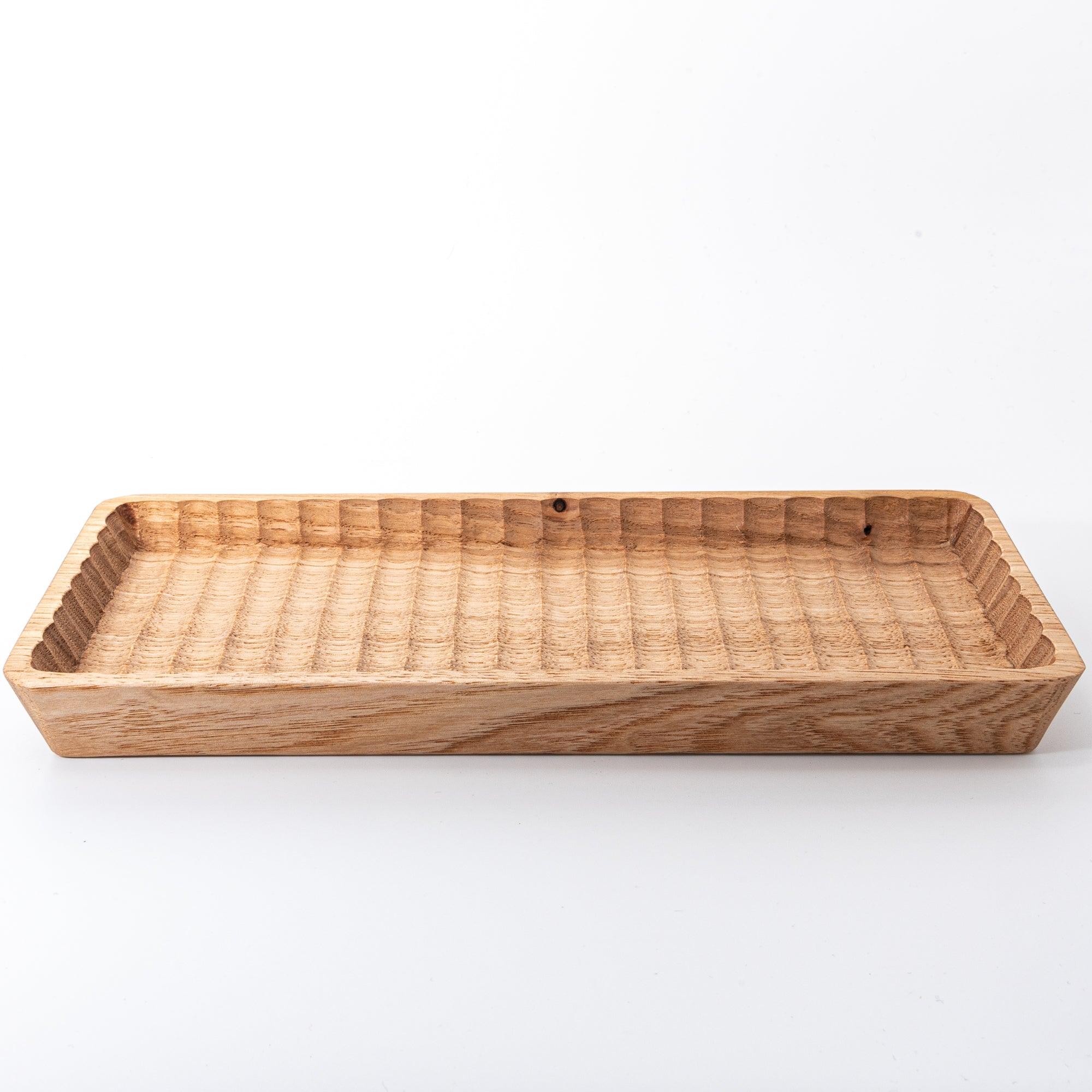 Hand-Carved Slim Wagatabon Japanese Chestnut Pen Tray - Komorebi Stationery