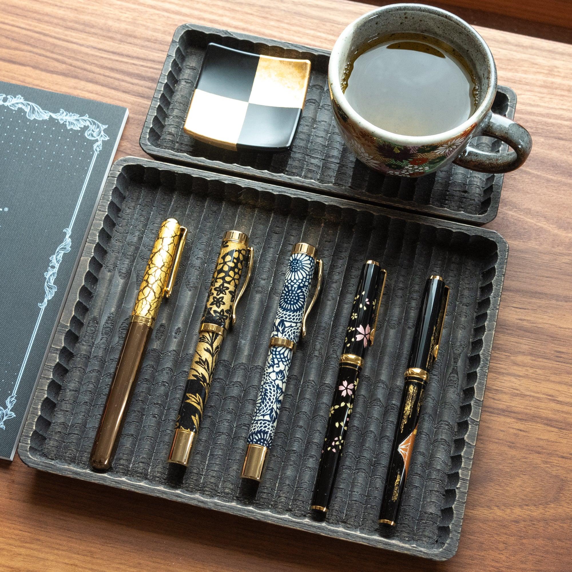 Hand-Carved Wide Wagatabon Japanese Chestnut Pen Tray - Komorebi Stationery