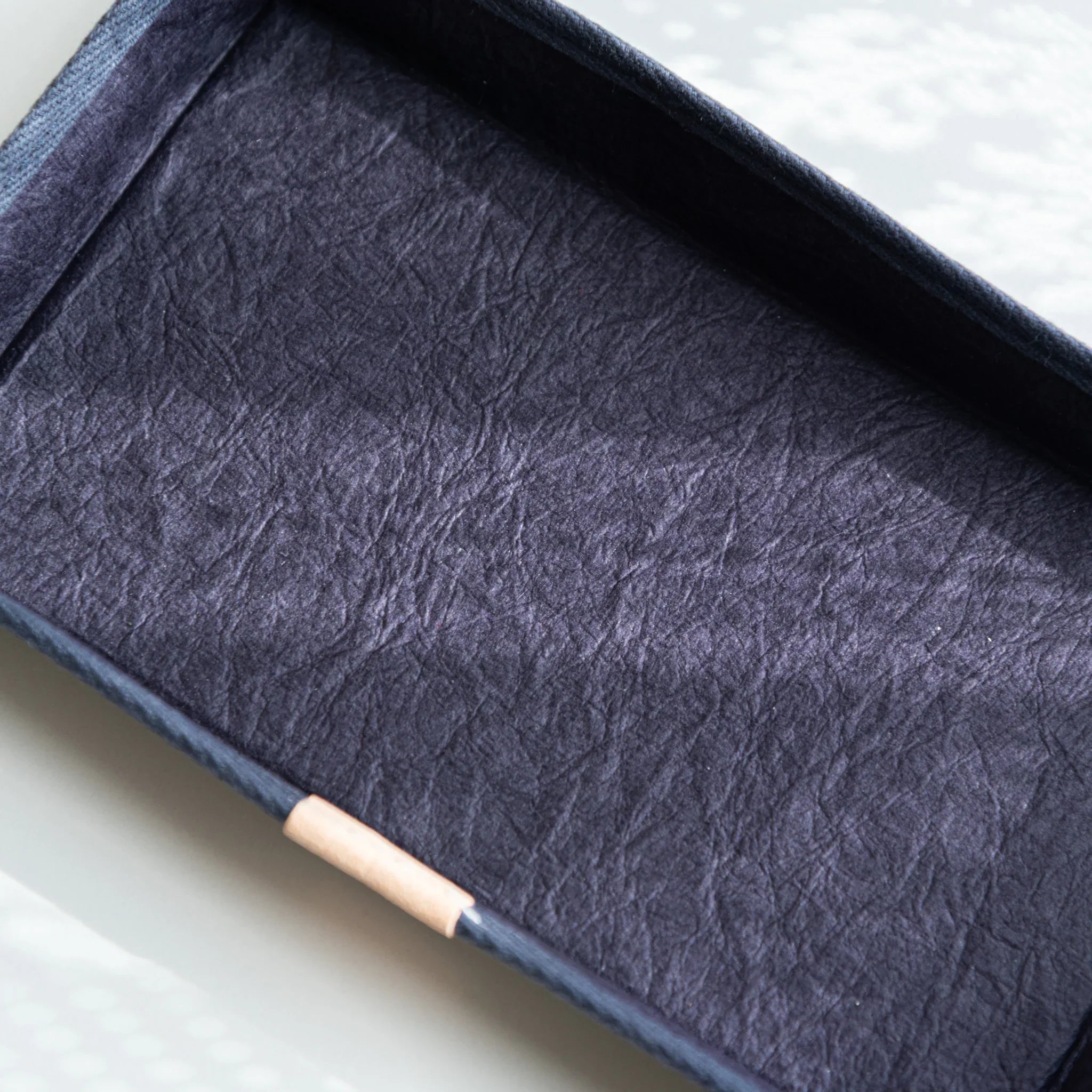 Close-up of the purple Japanese Pen Tray showing the unique texture of Sugihara washi paper and soft handmade detail.
