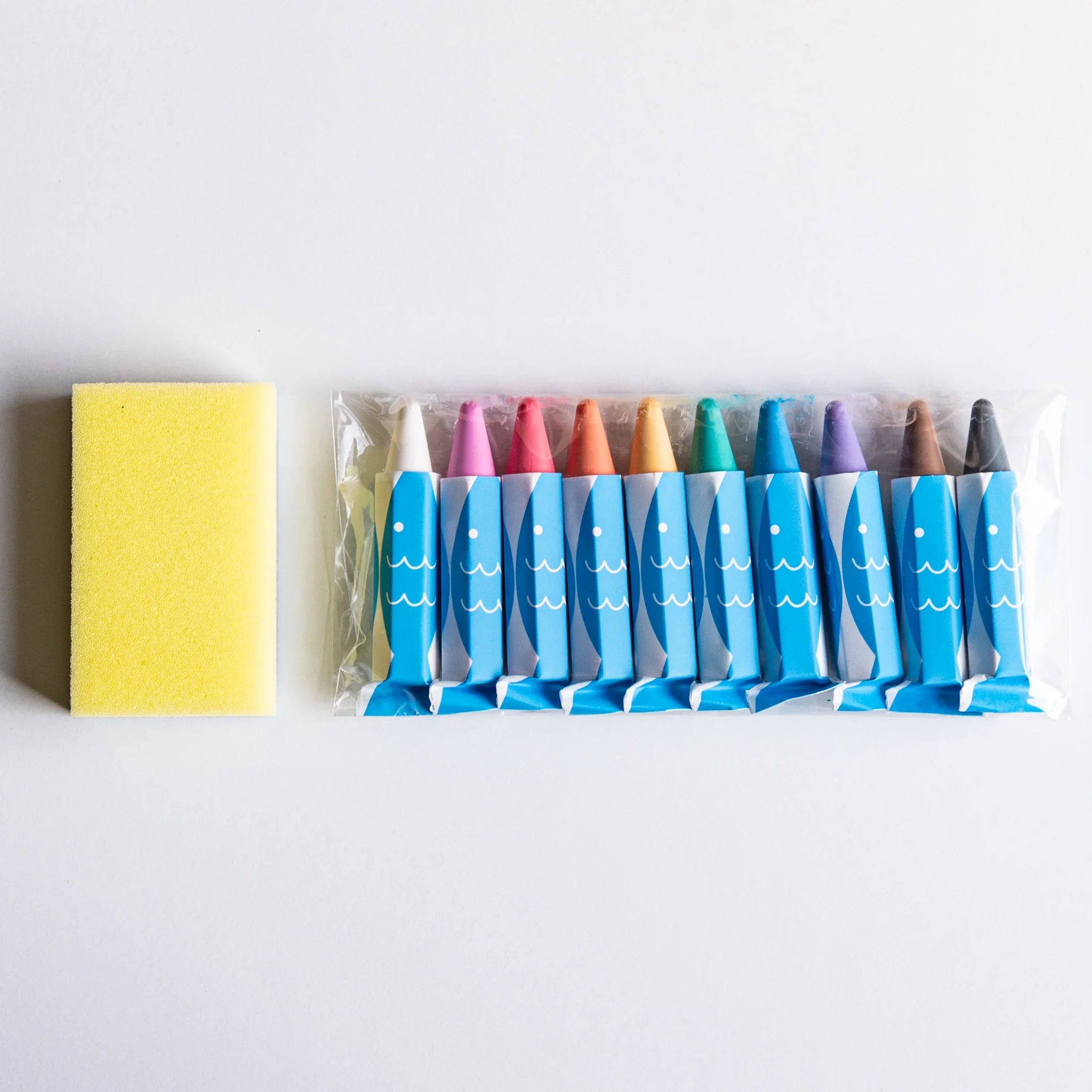Kitpas crayons arranged in overhead view highlighting color selection product for creative bath time play