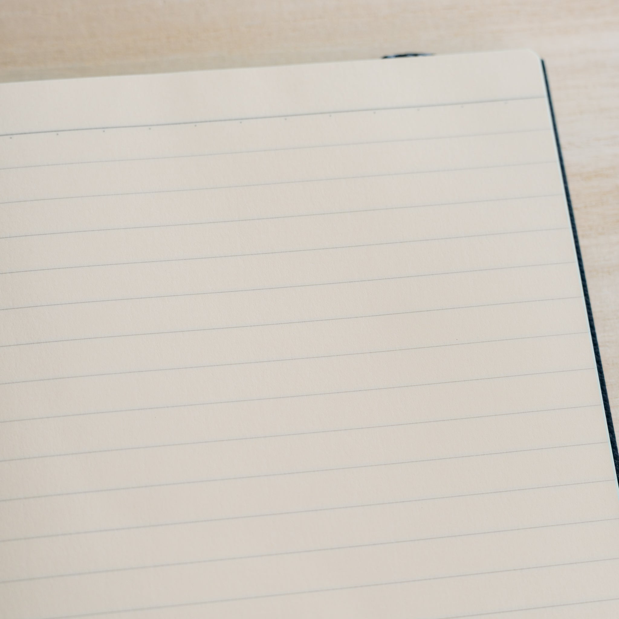 Life Noble hard cover notebook A5 opened flat, showing lined cream L Writing Paper, fountain pen friendly pages