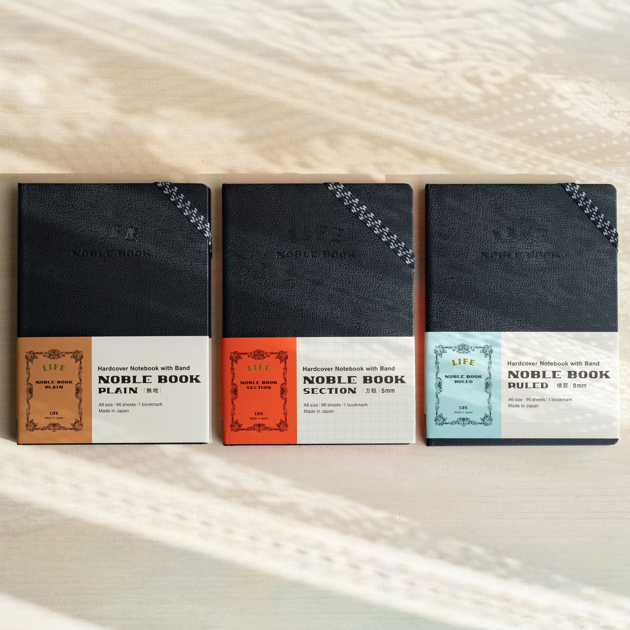 Life Noble Notebook A6 hardcover with elastic band and cream L Writing Paper, perfect for writers and artists