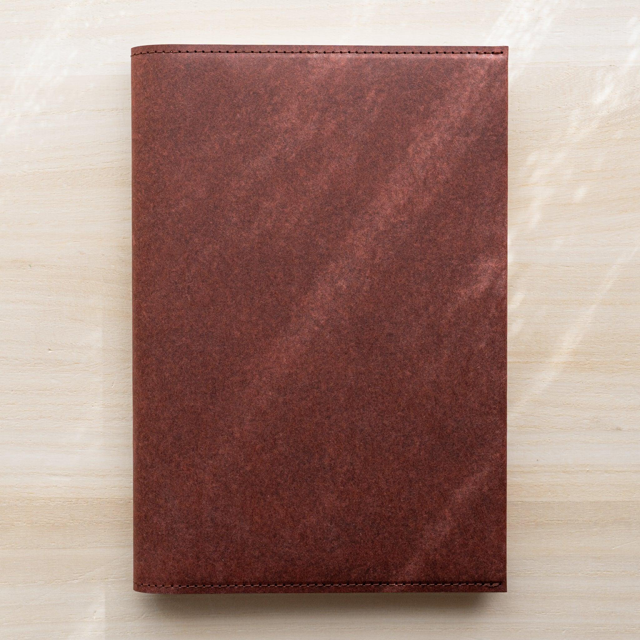 Front view of MD Product Hard Paper Notebook Cover in dark burgundy with textured leather-like finish.