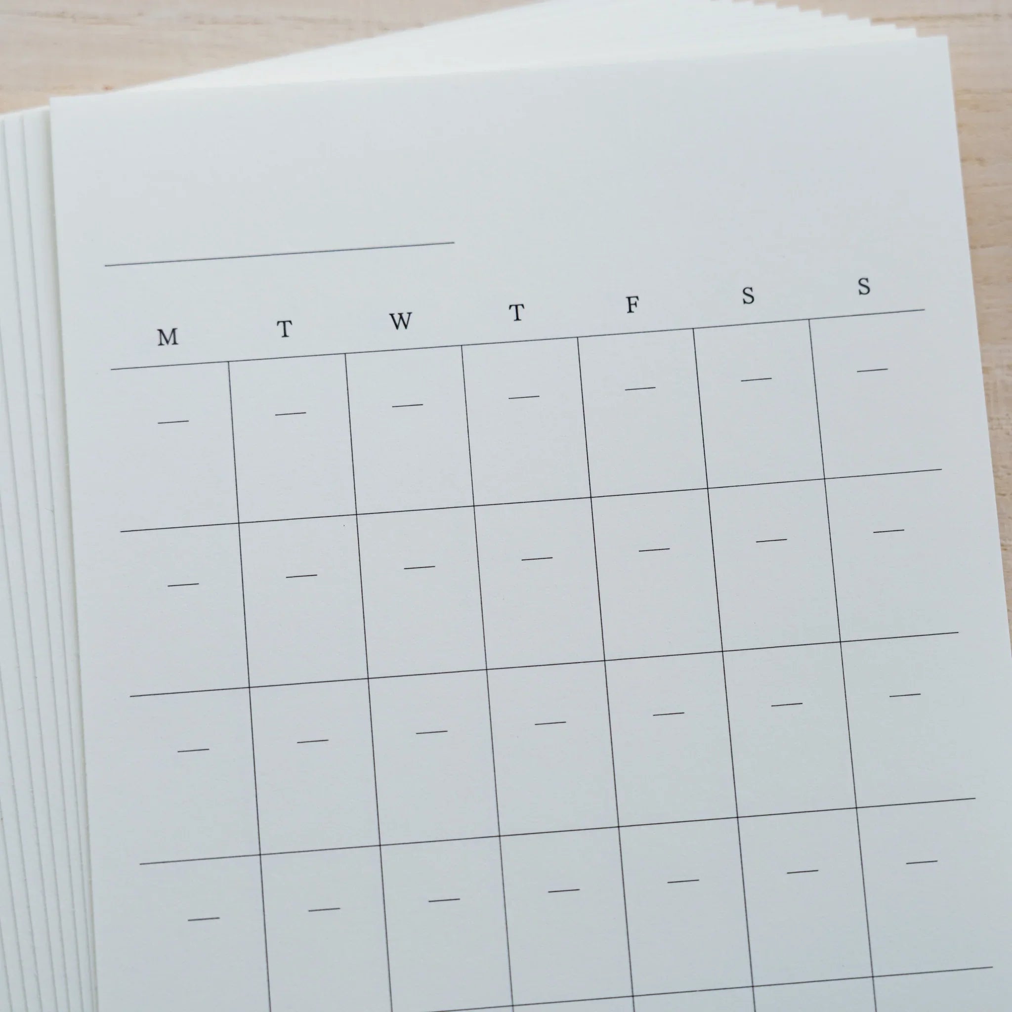 Close-up of an MD Diary Sticker monthly calendar grid with weekday columns and date underlines