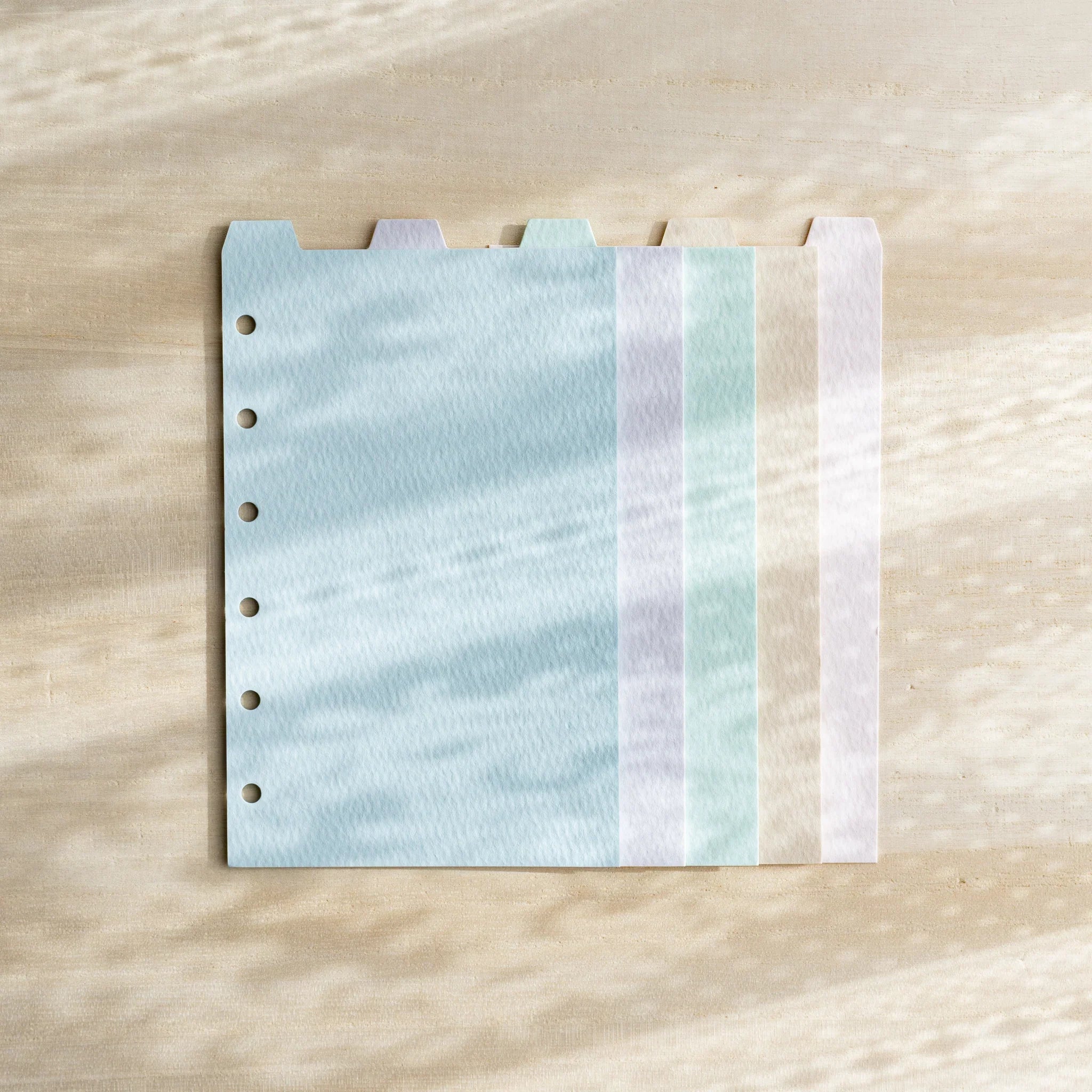 Japanese Stationery pastel top-tab divider sheet for Mini 6 planners with mermaid design in soft colors.