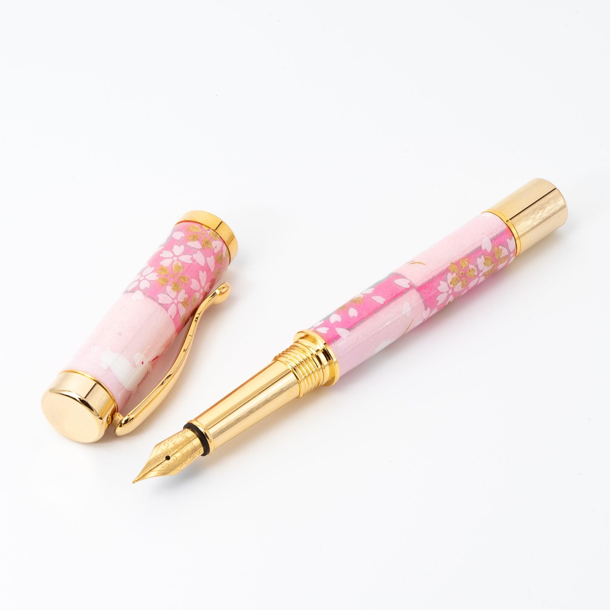 Mino Washi Series Yuzen Rabbit Pattern Fountain Pen | Pink - Haruki Takeuchi - Komorebi Stationery