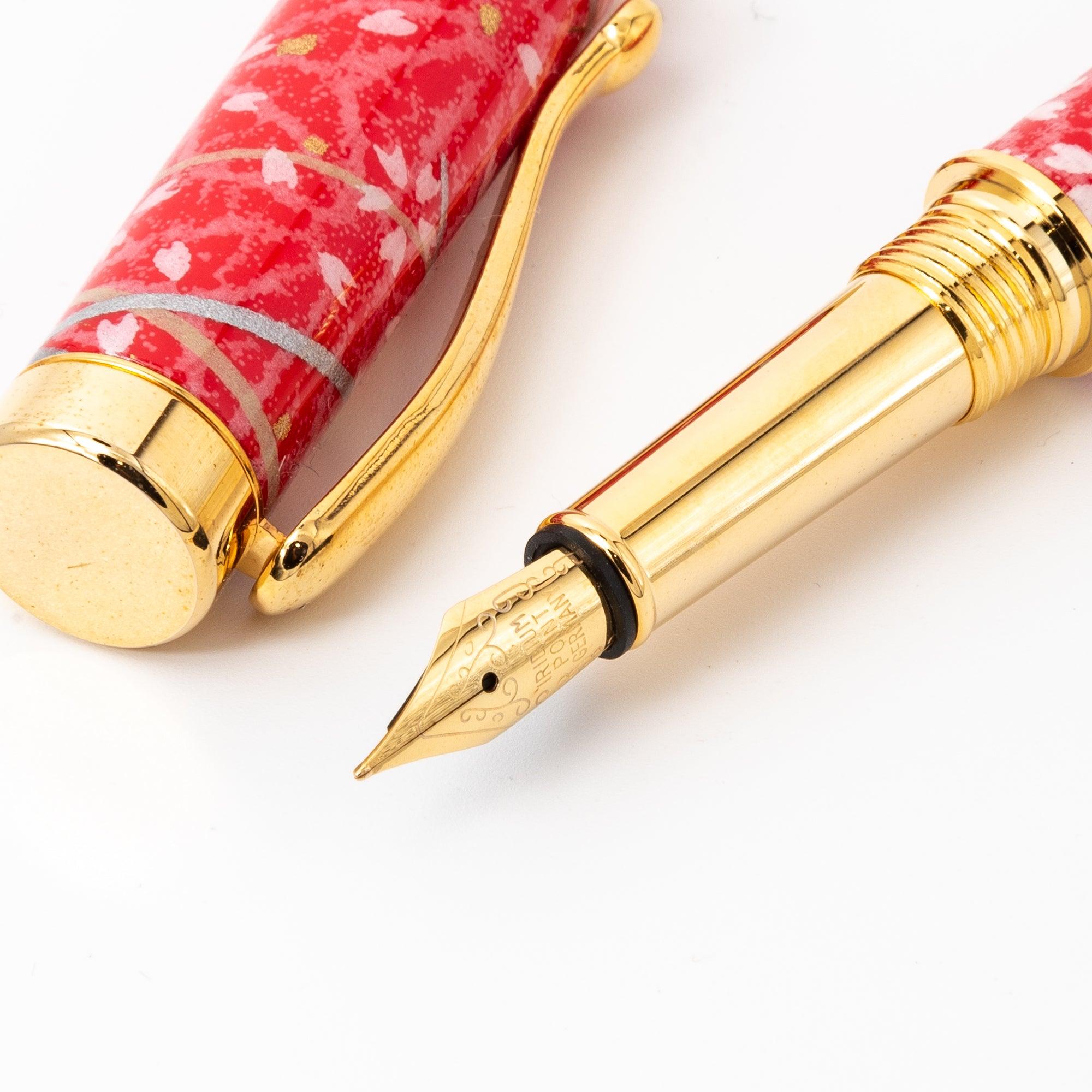 Mino Washi Series Yuzen Sakura and Hemp Leaves Fountain Pen - Komorebi Stationery