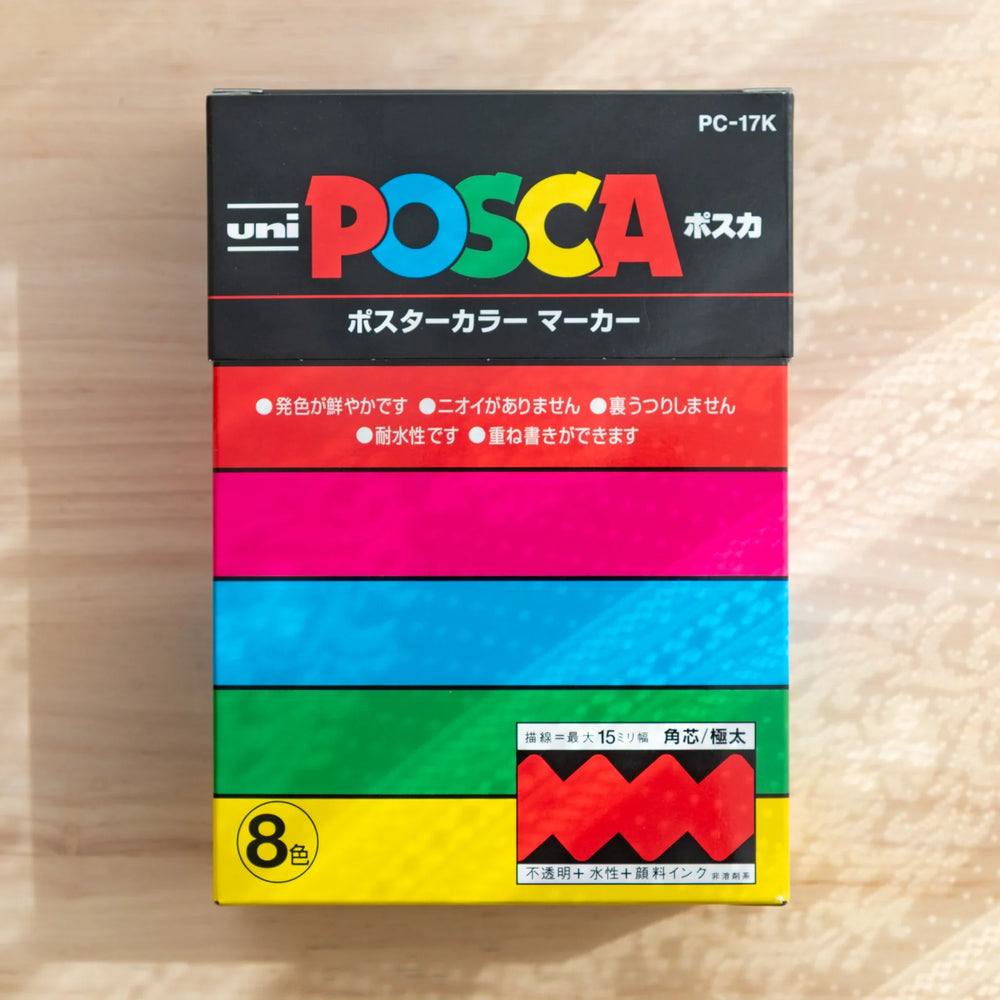 POSCA Markers Set (Extra Bold Chisel Tip, 8 Colors) | Komorebi Stationery