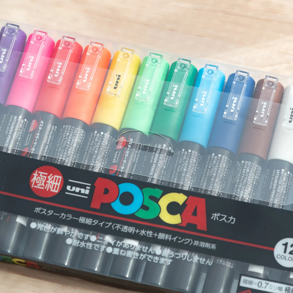 POSCA Markers Set (Extra Fine Tip, 12 Colors) | Komorebi Stationery