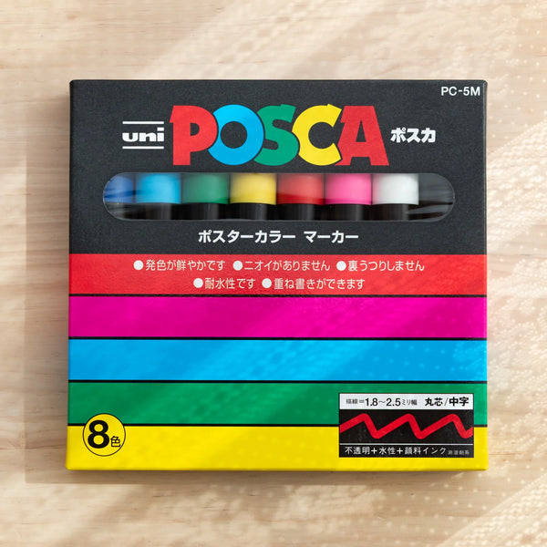 POSCA Markers Set (Medium Bullet Tip, 8 Colors) | Komorebi Stationery