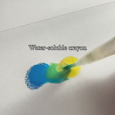 Kitpas crayons demo: use as watercolors, draw on boards, or paint on windows. Wipes off glass easily.
