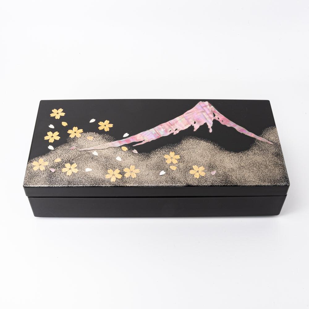 Raden and Gold Leaf Sakura Fuji Pen Box - Komorebi Stationery