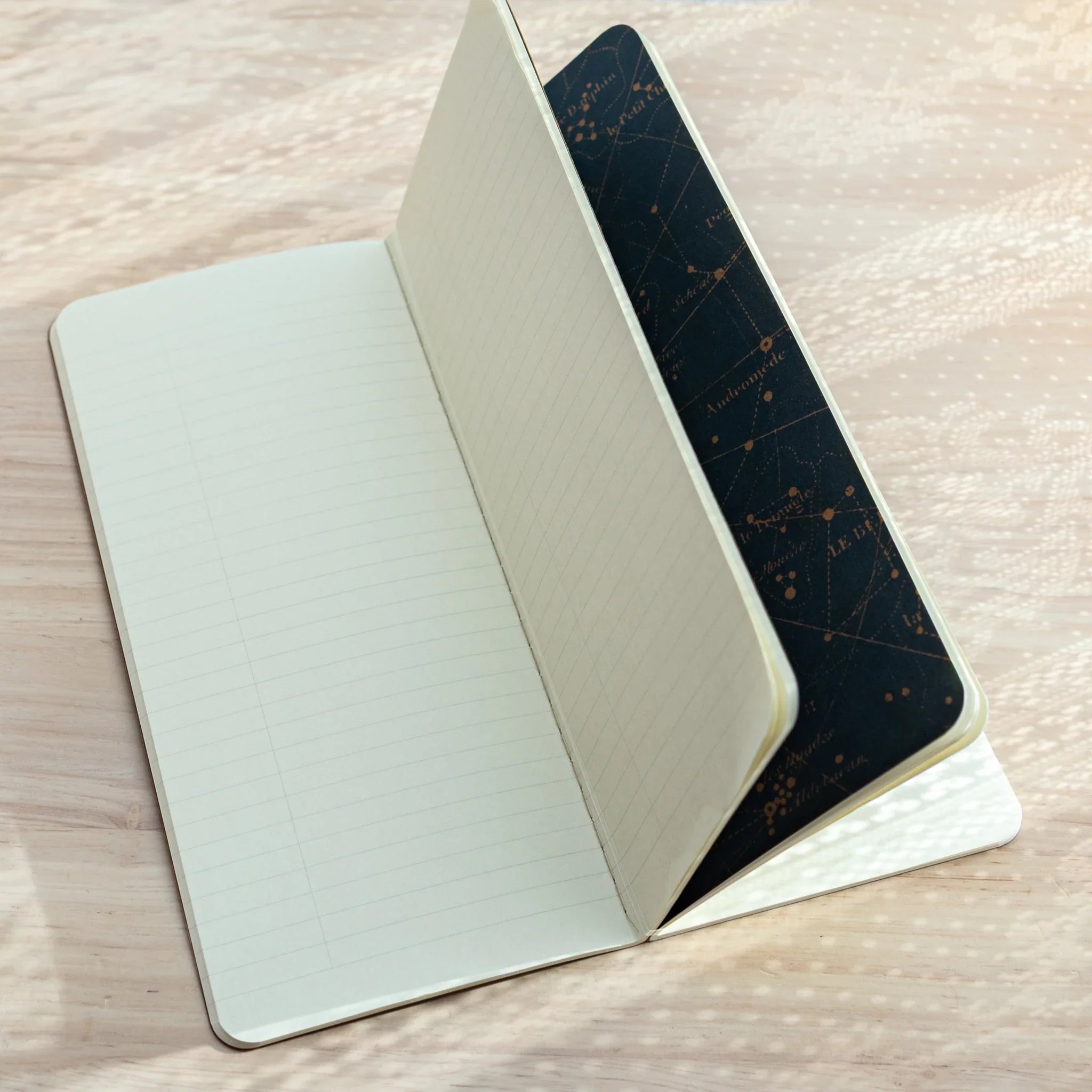 RO-BIKI Canvas Cover – Mint Green, Japanese Note Book Cover opened with blank pages of notebook visible.