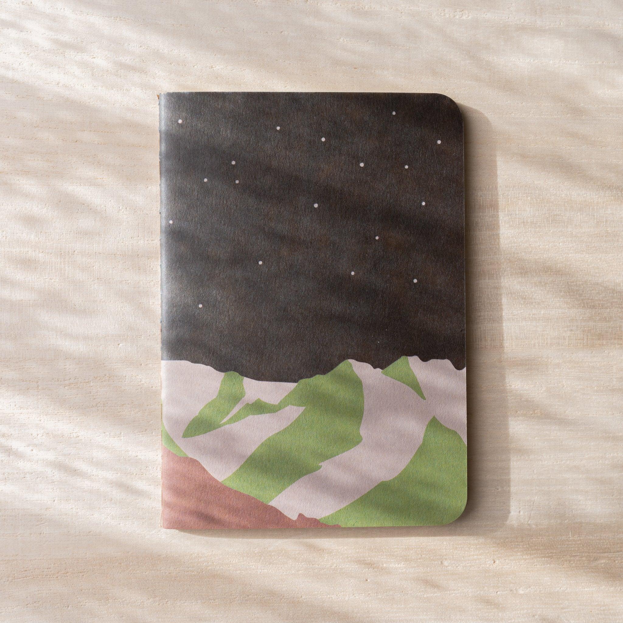 RO-BIKI Mountain Night Notebook, image_3_position_2: overhead perspective with clear detail with visual clarity