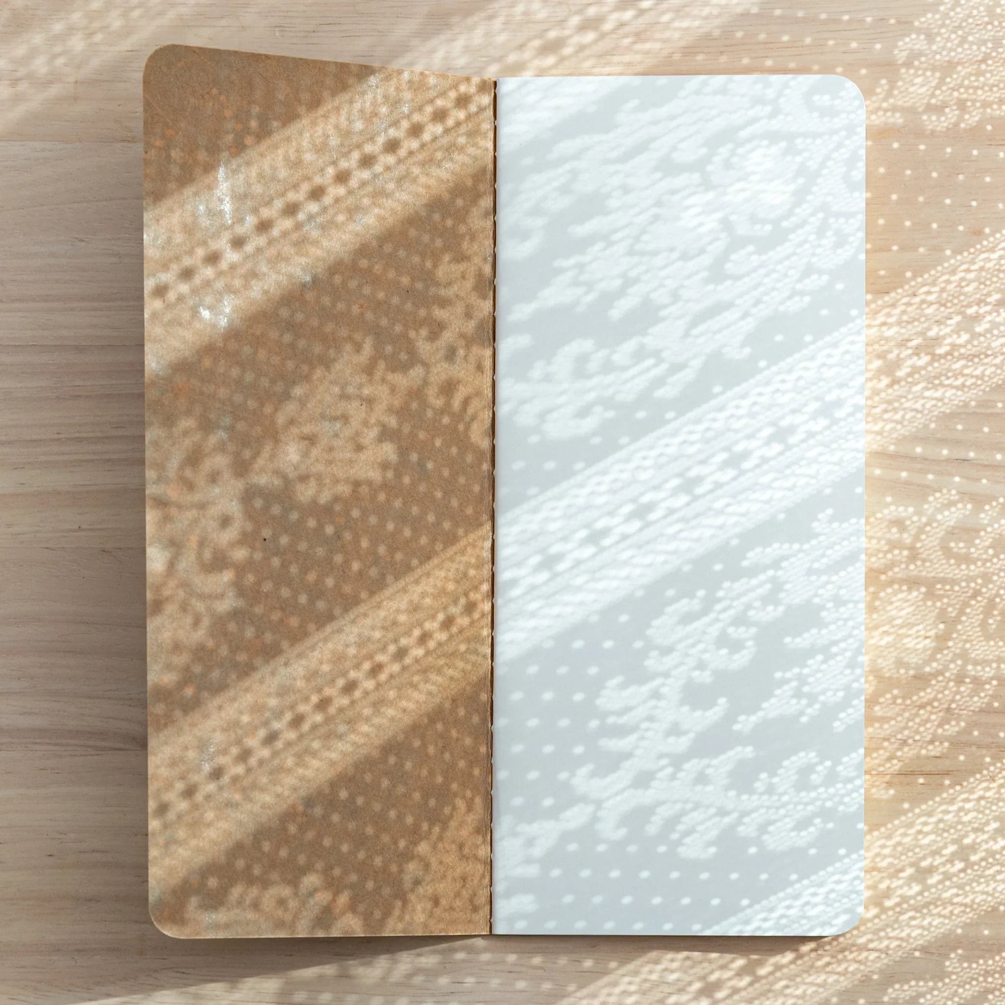 Open view of Japanese Notebook RO-BIKI Star Map edition, plain white pages for versatile use.