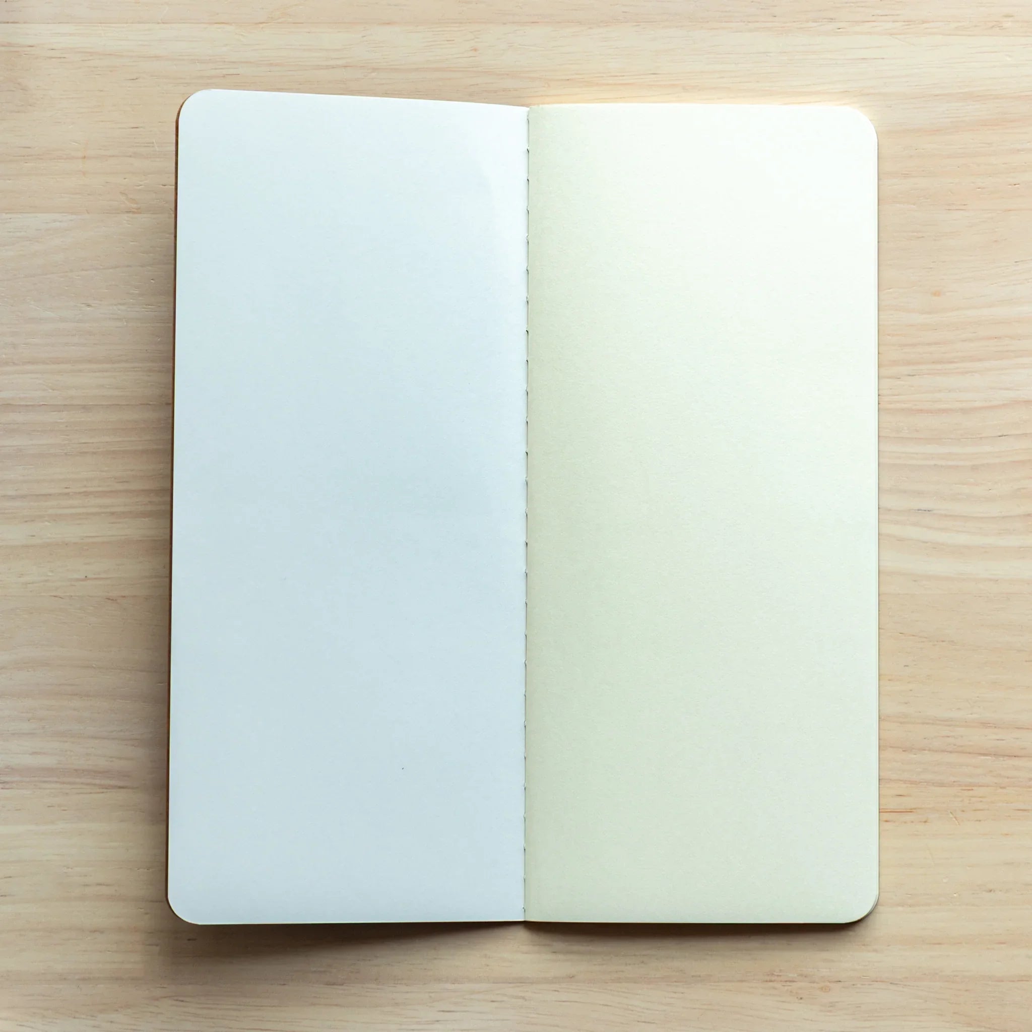 Open view of Japanese Notebook RO-BIKI Star Map edition, plain white pages for versatile use.