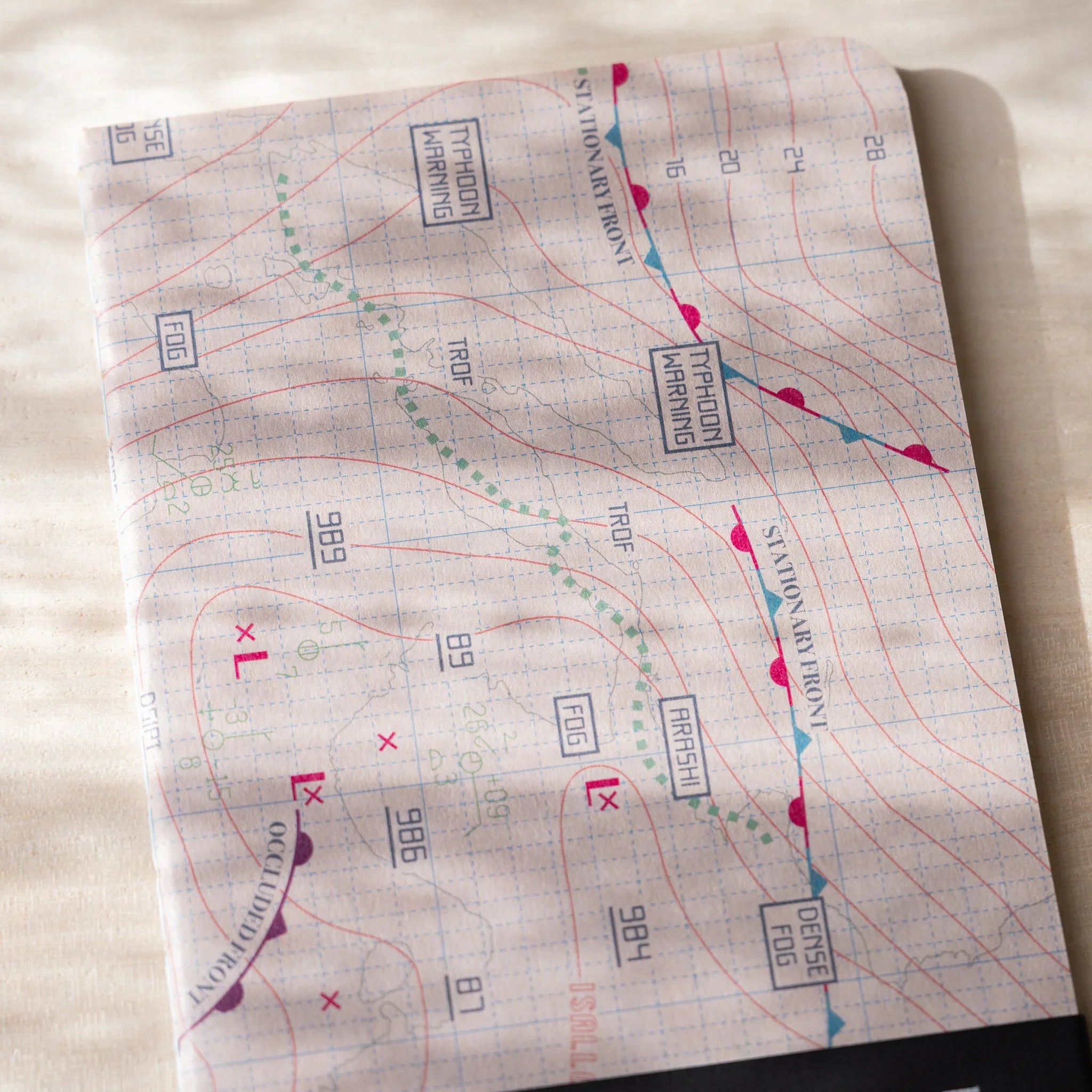 RO-BIKI Weather Map Notebook, color and material variant display providing full visual representation and product details