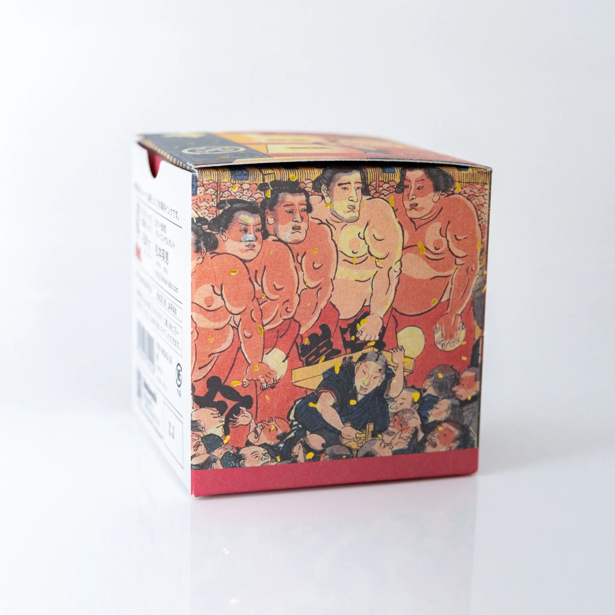 TACCIA Kuniyoshi Akane box panel showing sumo wrestlers from Kuniyoshi's Kanjin Ozumo Tournament ukiyo-e.