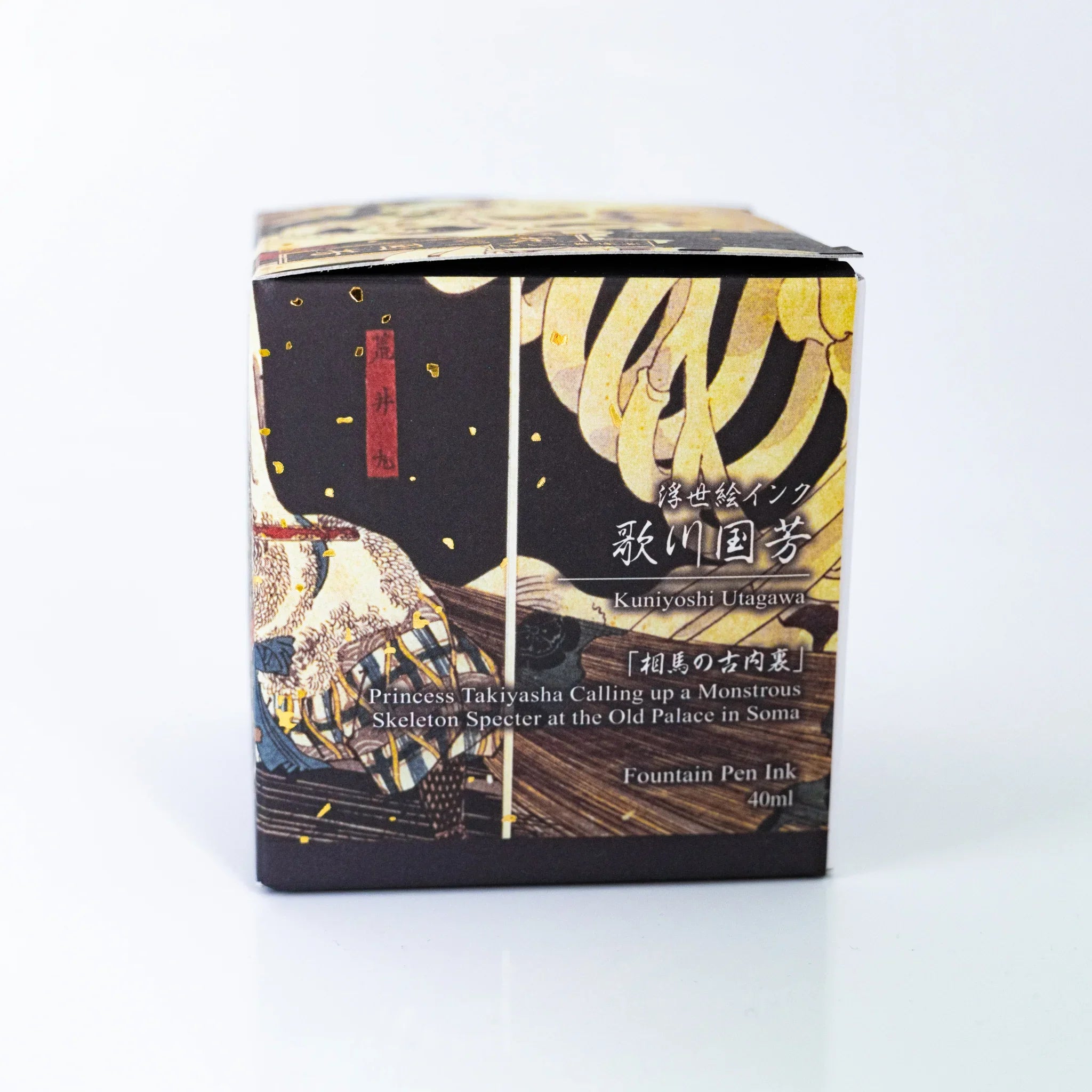 TACCIA Kuniyoshi Kuromurasaki 40ml Japanese fountain pen ink box printed with Kuniyoshi's Soma no Furudairi.