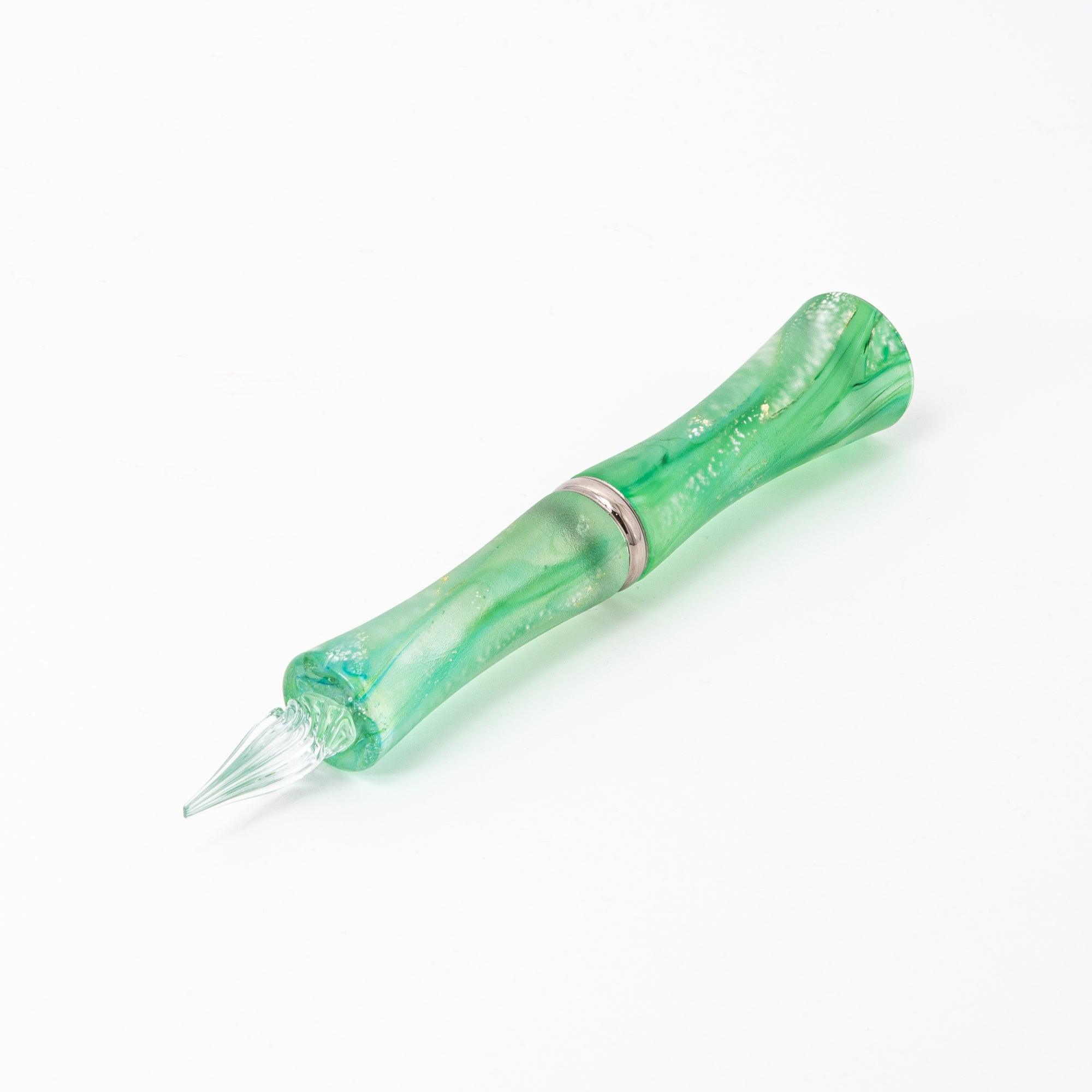 TAKETORI Hazy Moon Series Vivid Green Glass Dip Pen - Glass Studio TooS - Komorebi Stationery