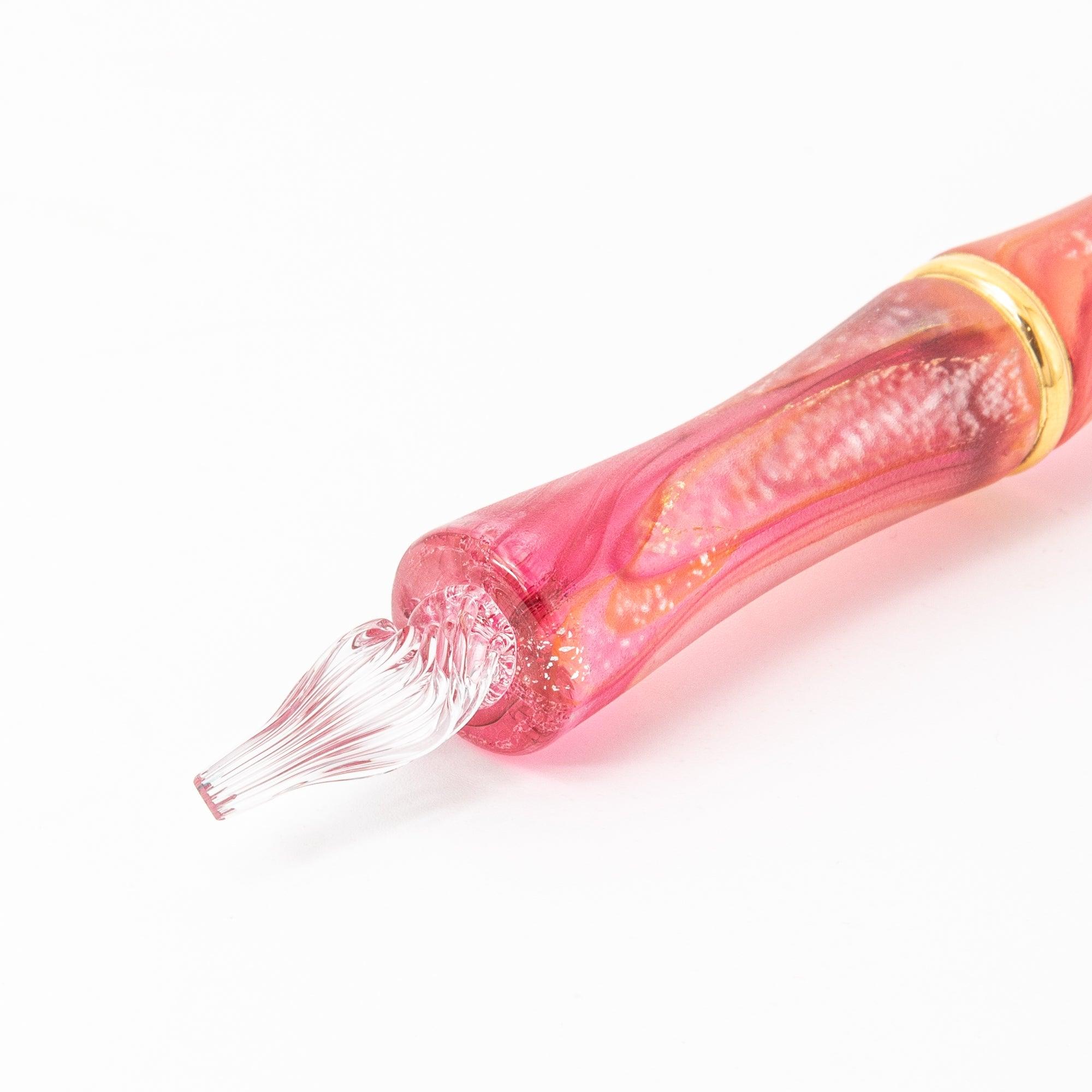 TAKETORI Hazy Series Moon Crimson Finch Glass Dip Pen - Glass Studio TooS - Komorebi Stationery