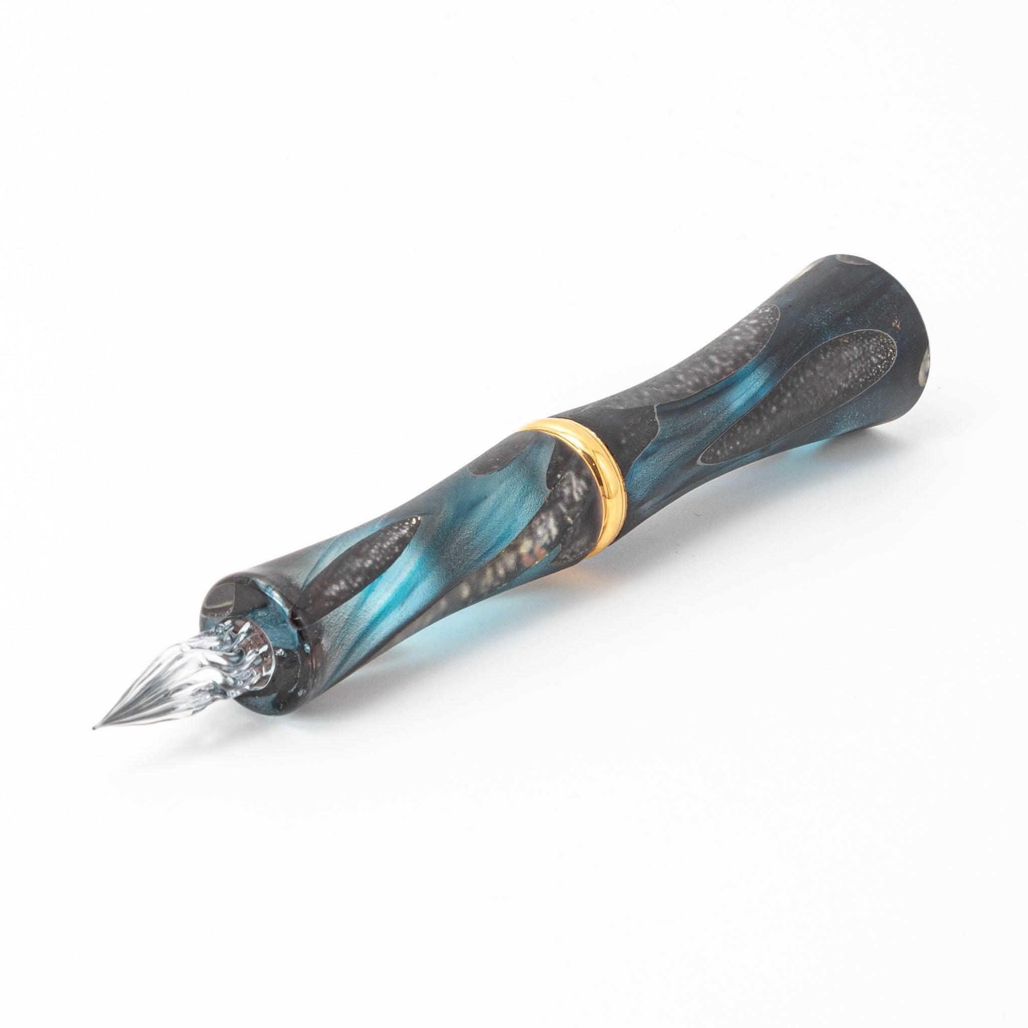 TAKETORI Waning Moon Series Water Blue Glass Dip Pen - Glass Studio TooS - Komorebi Stationery