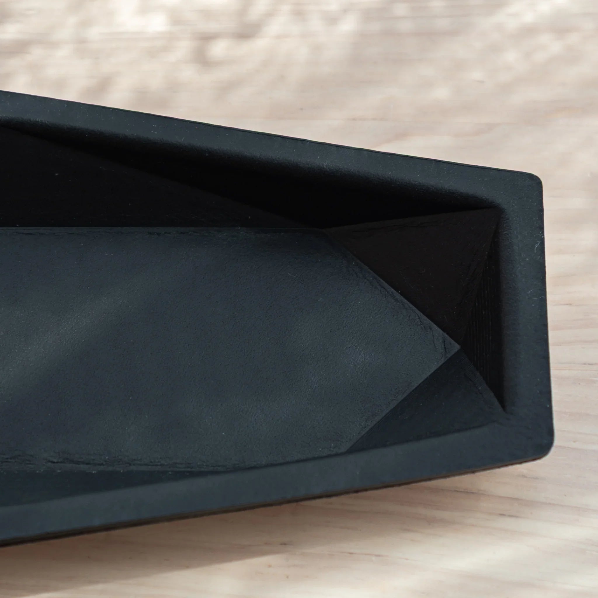Interior texture of black leather Japanese Pen Tray.