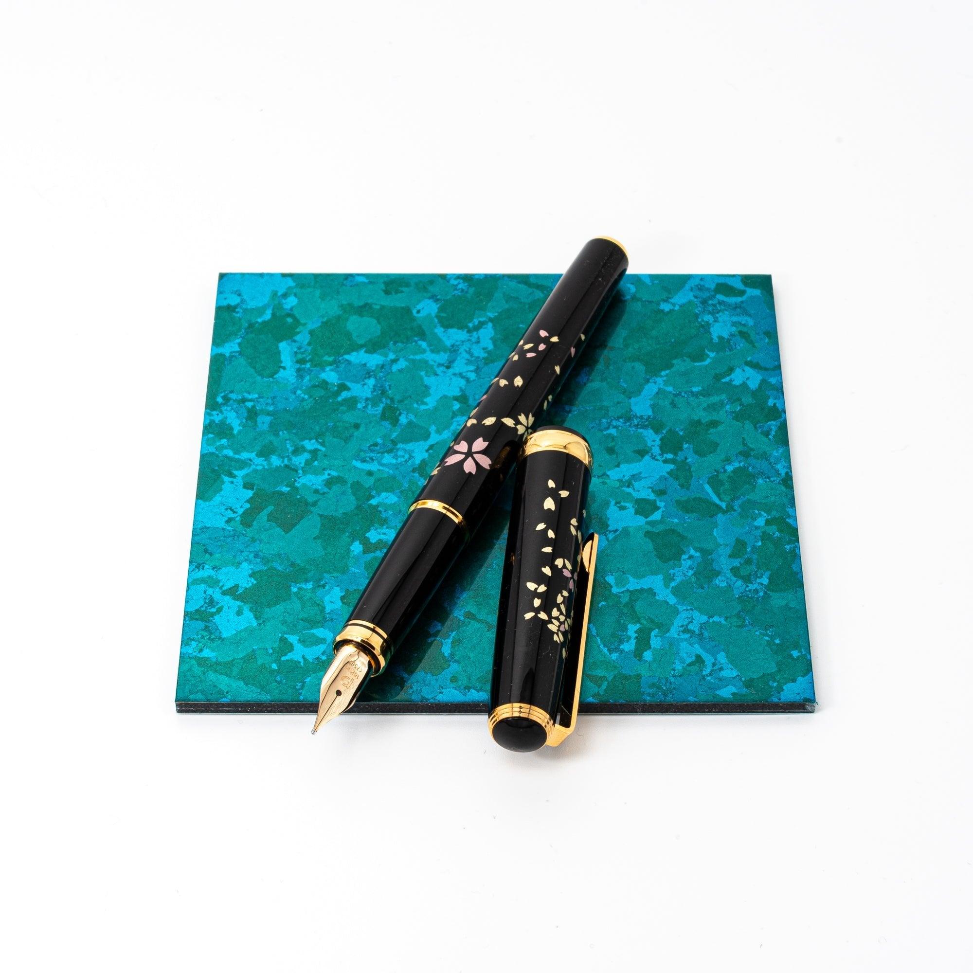 Blue Gold Leaf Pen Tray FIVE SENSES Series - Komorebi Stationery