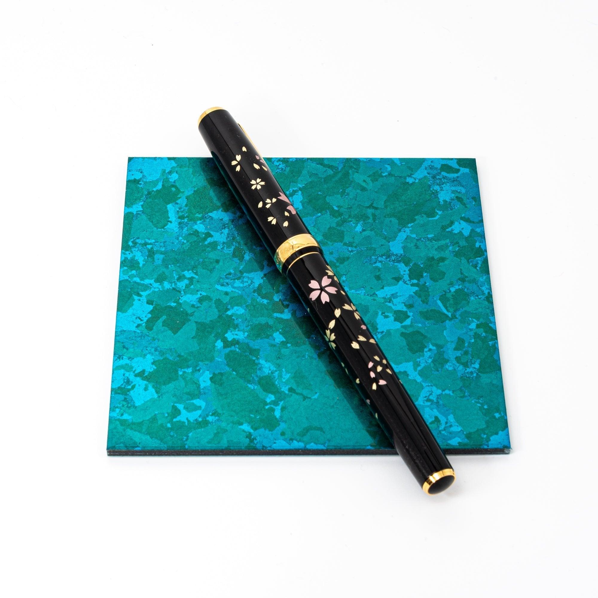 Blue Gold Leaf Pen Tray FIVE SENSES Series - Komorebi Stationery