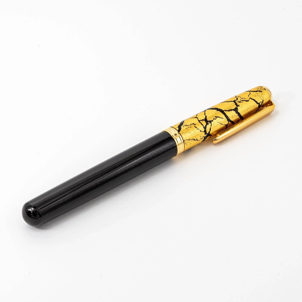 Crack Pattern Gold Leaf Black Fountain Pen - Japanese Stationery Store