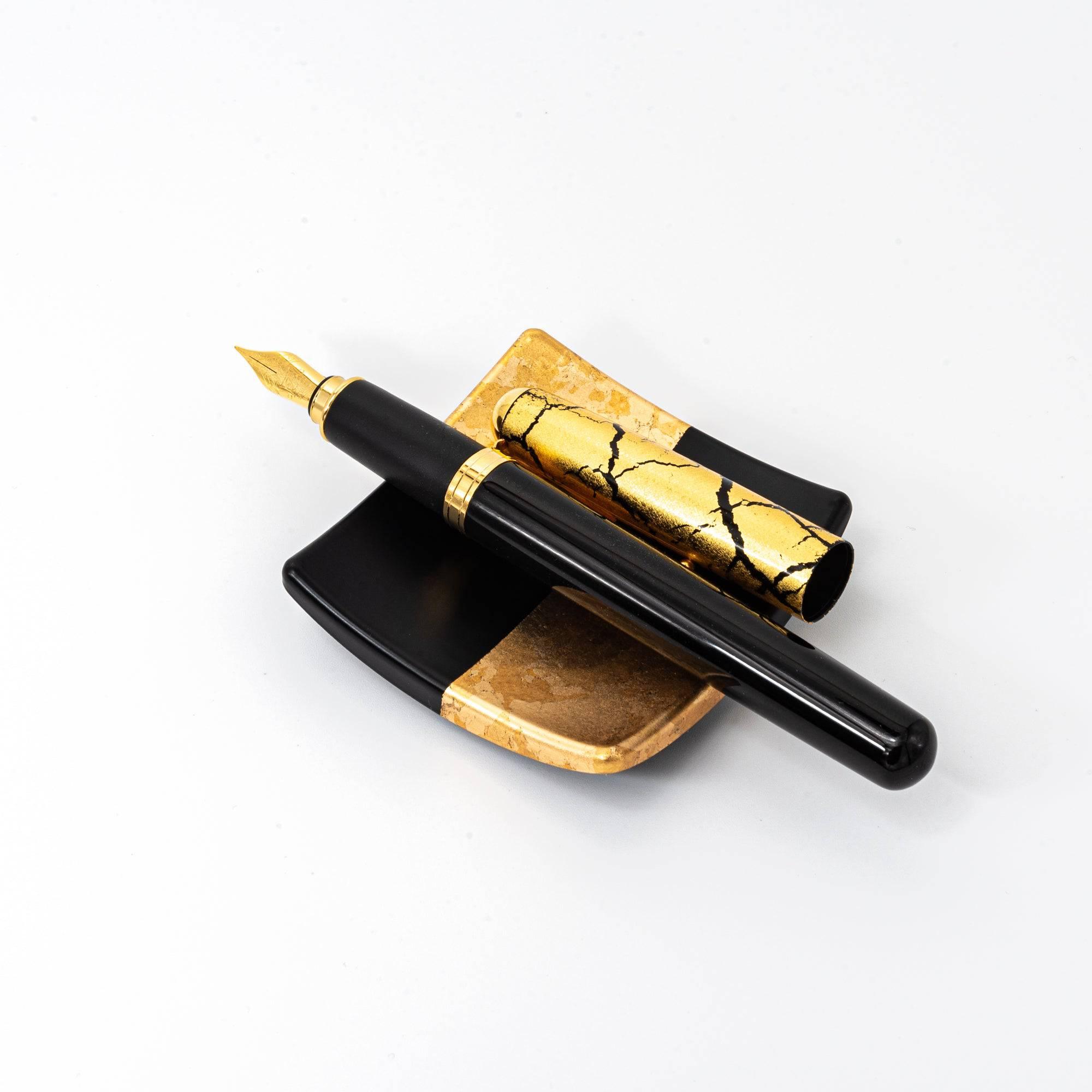 Gold Leaf Ichimatsu Pattern Pen Tray - Komorebi Stationery