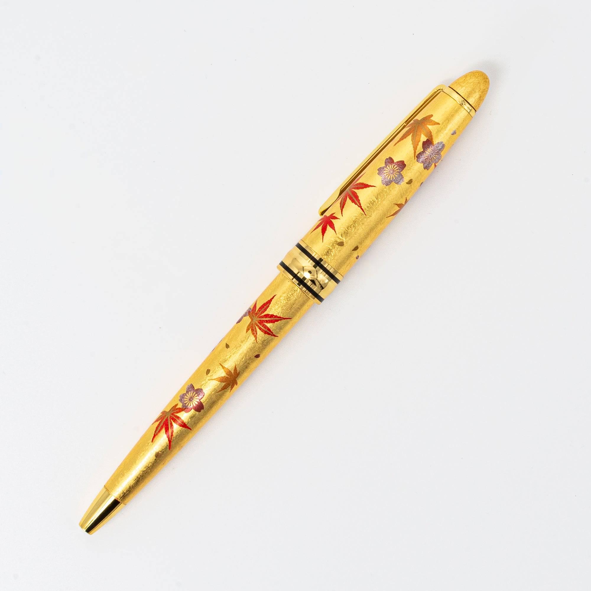 Gold Leaf Makie Sakura and Momiji Ballpoint Pen - Komorebi Stationery