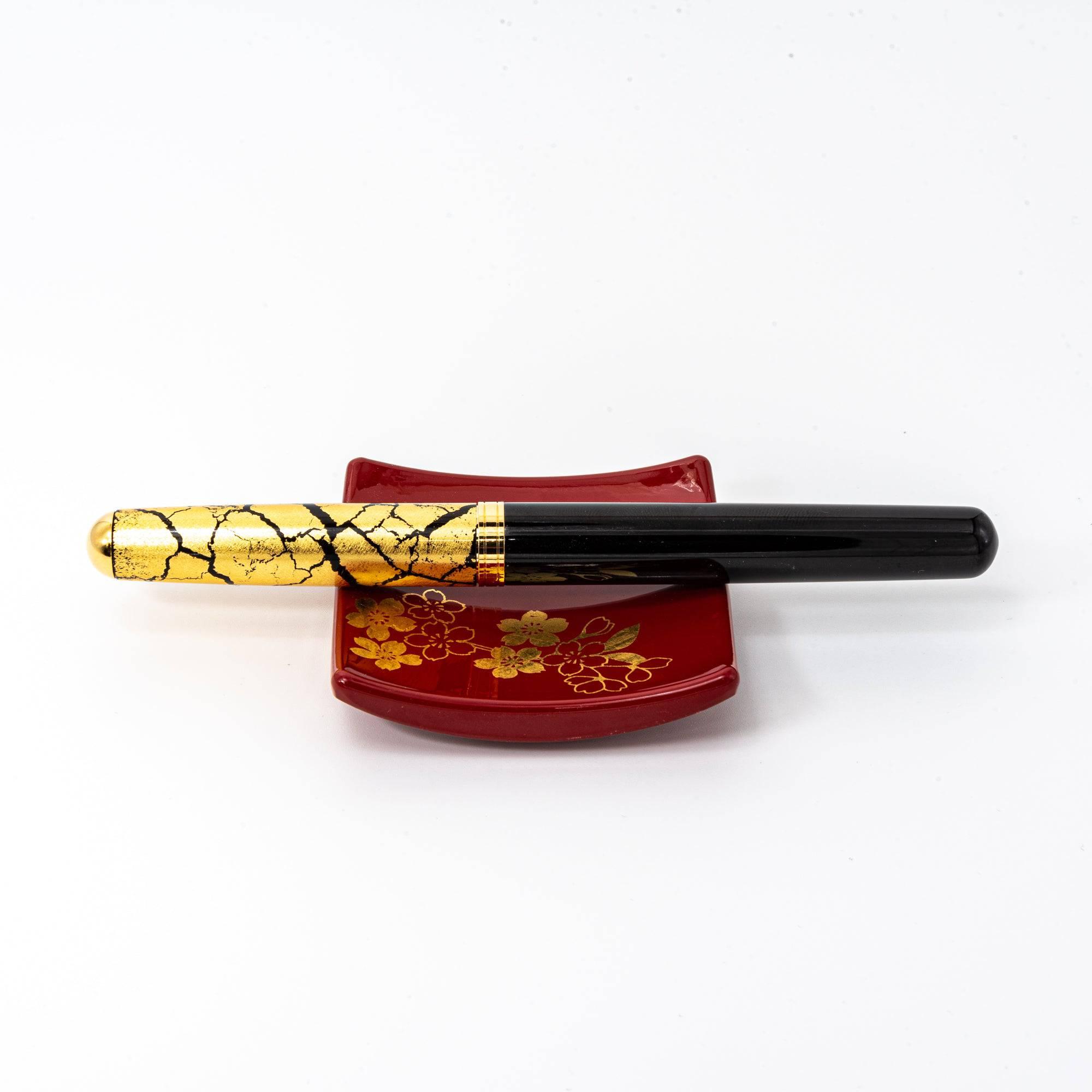 Gold Leaf Sakura Red Pen Tray - Komorebi Stationery