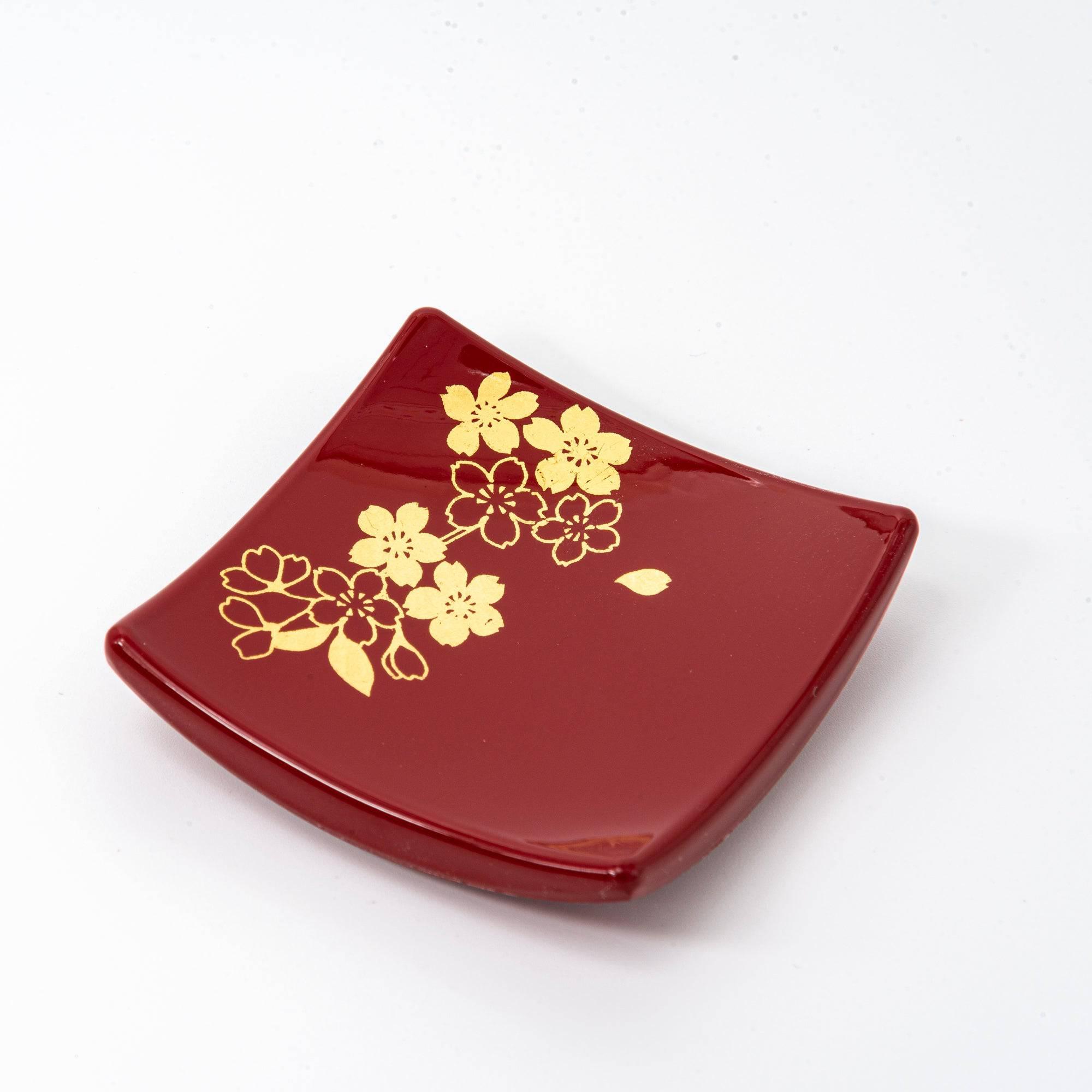 Gold Leaf Sakura Red Pen Tray - Komorebi Stationery