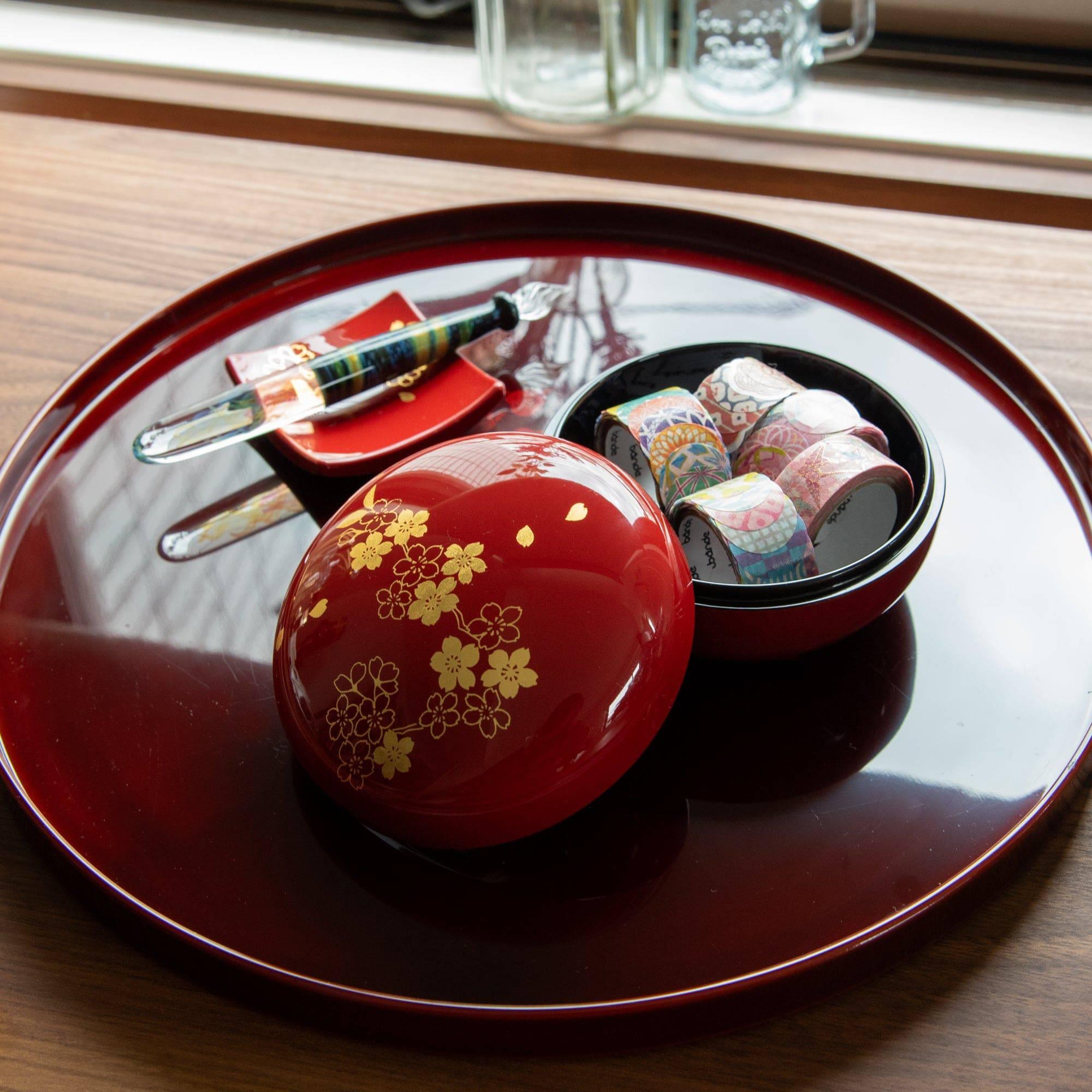 Gold Leaf Sakura Red Trinket Box - Komorebi Stationery