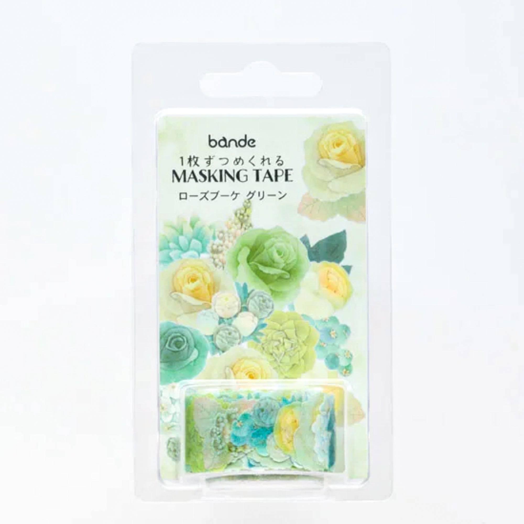 Green Rose Bouquet Washi Tape Sticker Roll - Bande - Komorebi Stationery