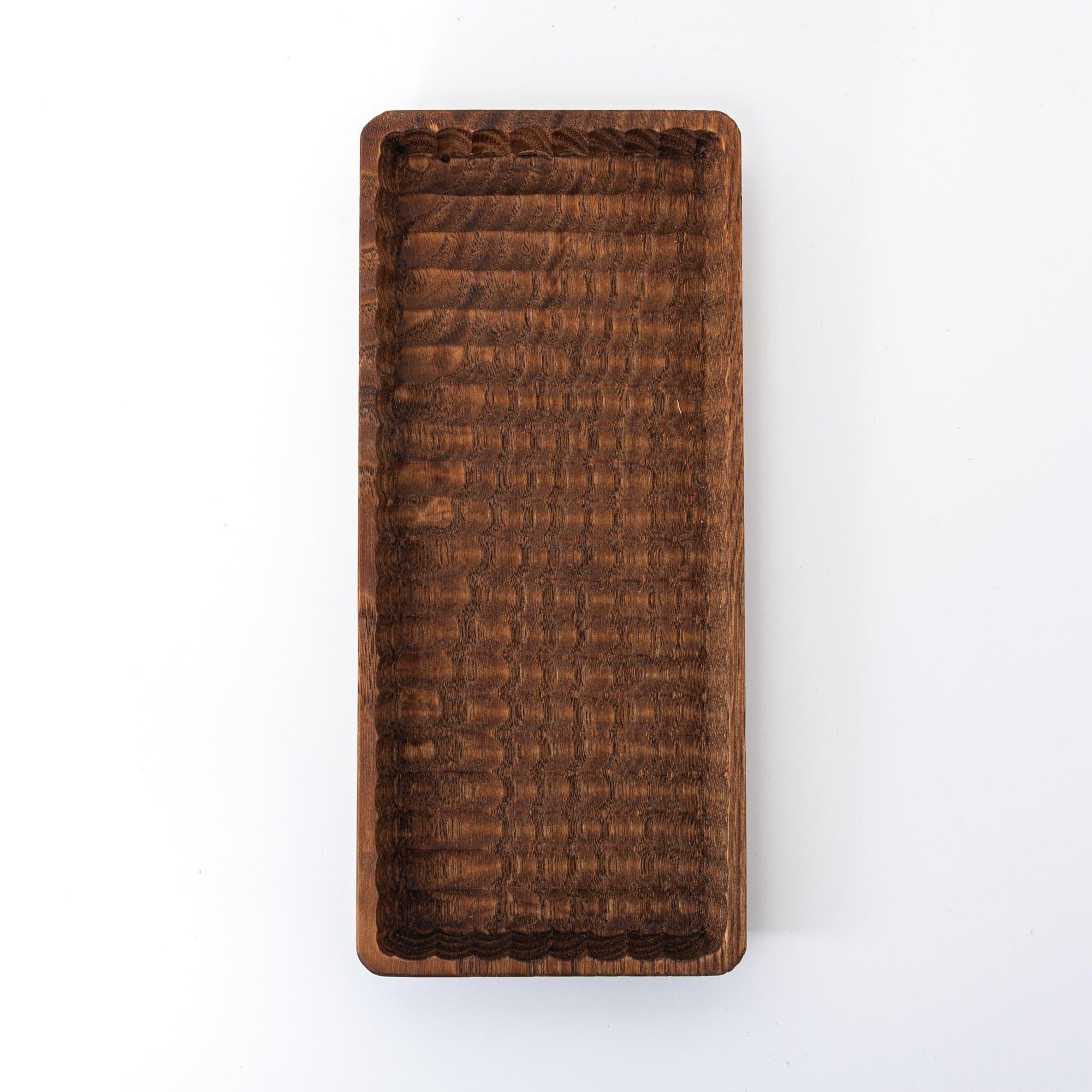 Hand-Carved Slim Wagatabon Japanese Chestnut Pen Tray - Komorebi Stationery