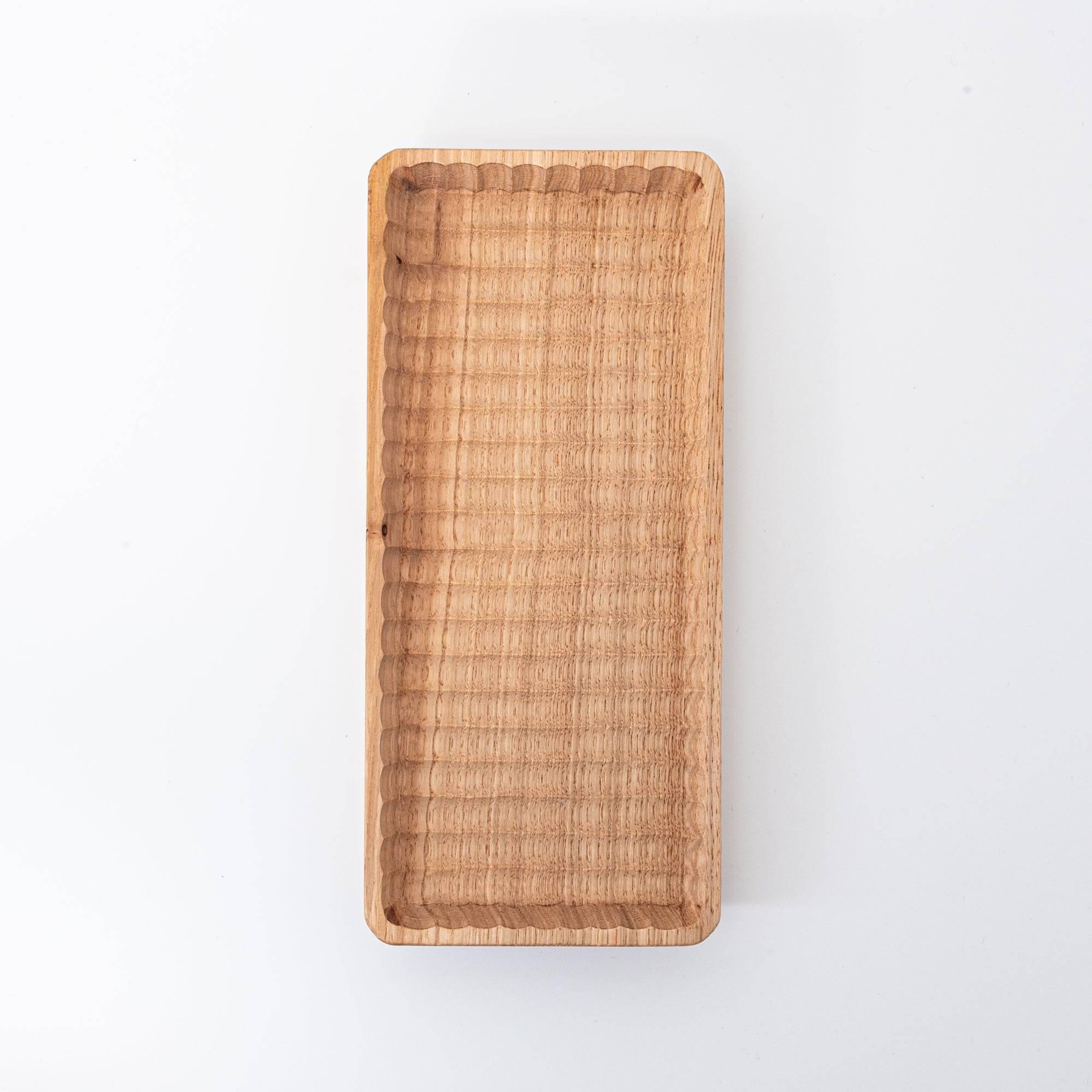 Hand-Carved Slim Wagatabon Japanese Chestnut Pen Tray - Komorebi Stationery