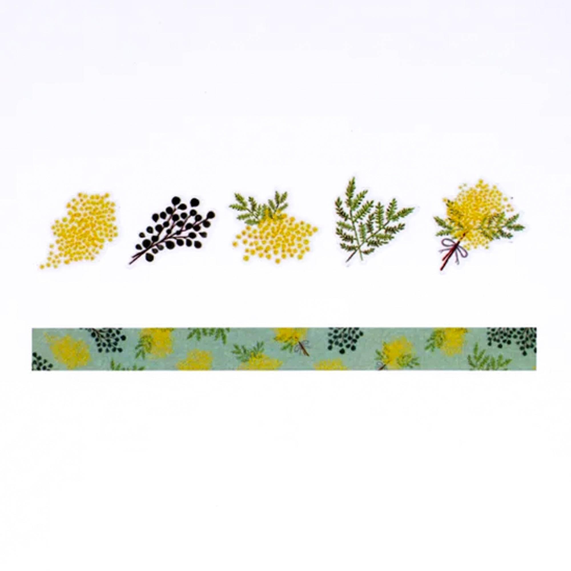 Mimosa Washi Sticker Roll and Tape Set - Bande - Komorebi Stationery