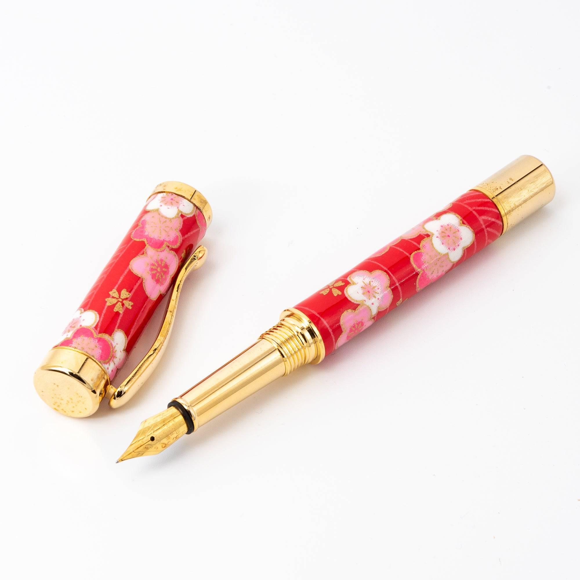 Mino Washi Series Yuzen Plum Fountain Pen - Komorebi Stationery