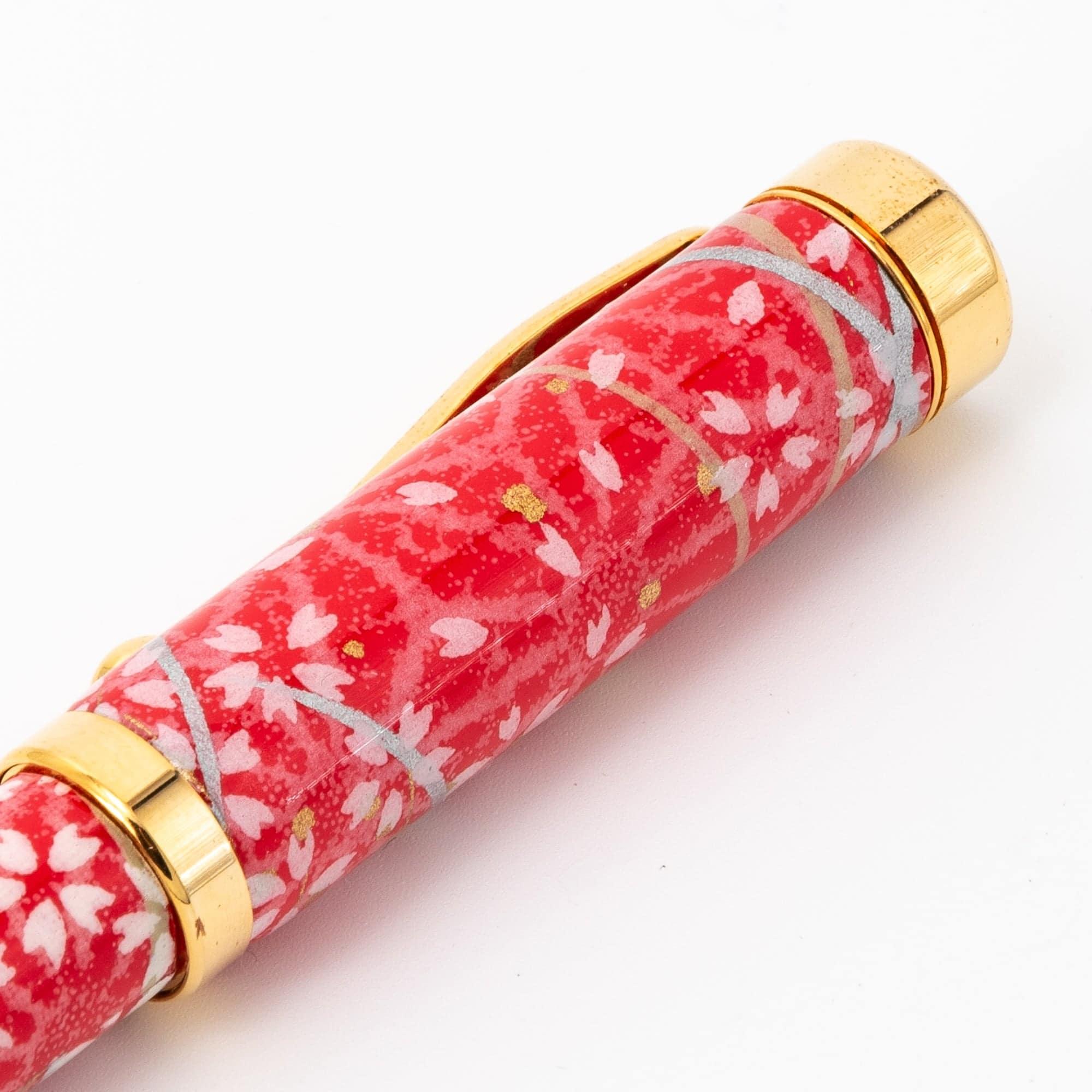 Mino Washi Series Yuzen Sakura and Hemp Leaves Fountain Pen - Komorebi Stationery