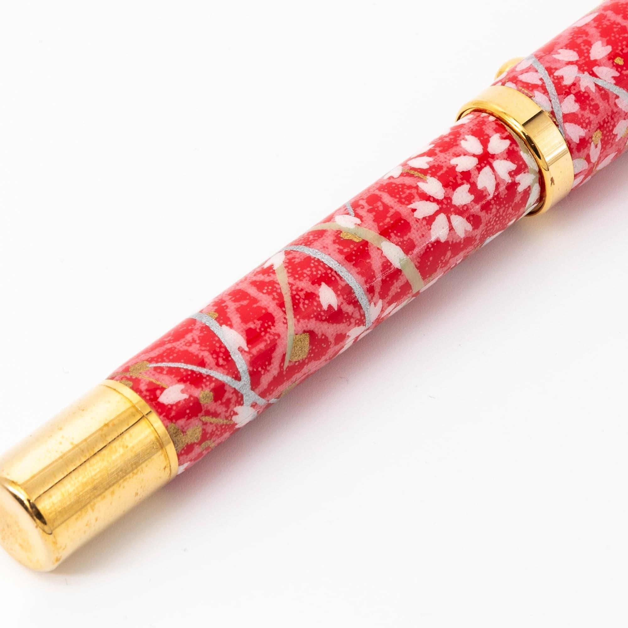 Mino Washi Series Yuzen Sakura and Hemp Leaves Fountain Pen - Komorebi Stationery