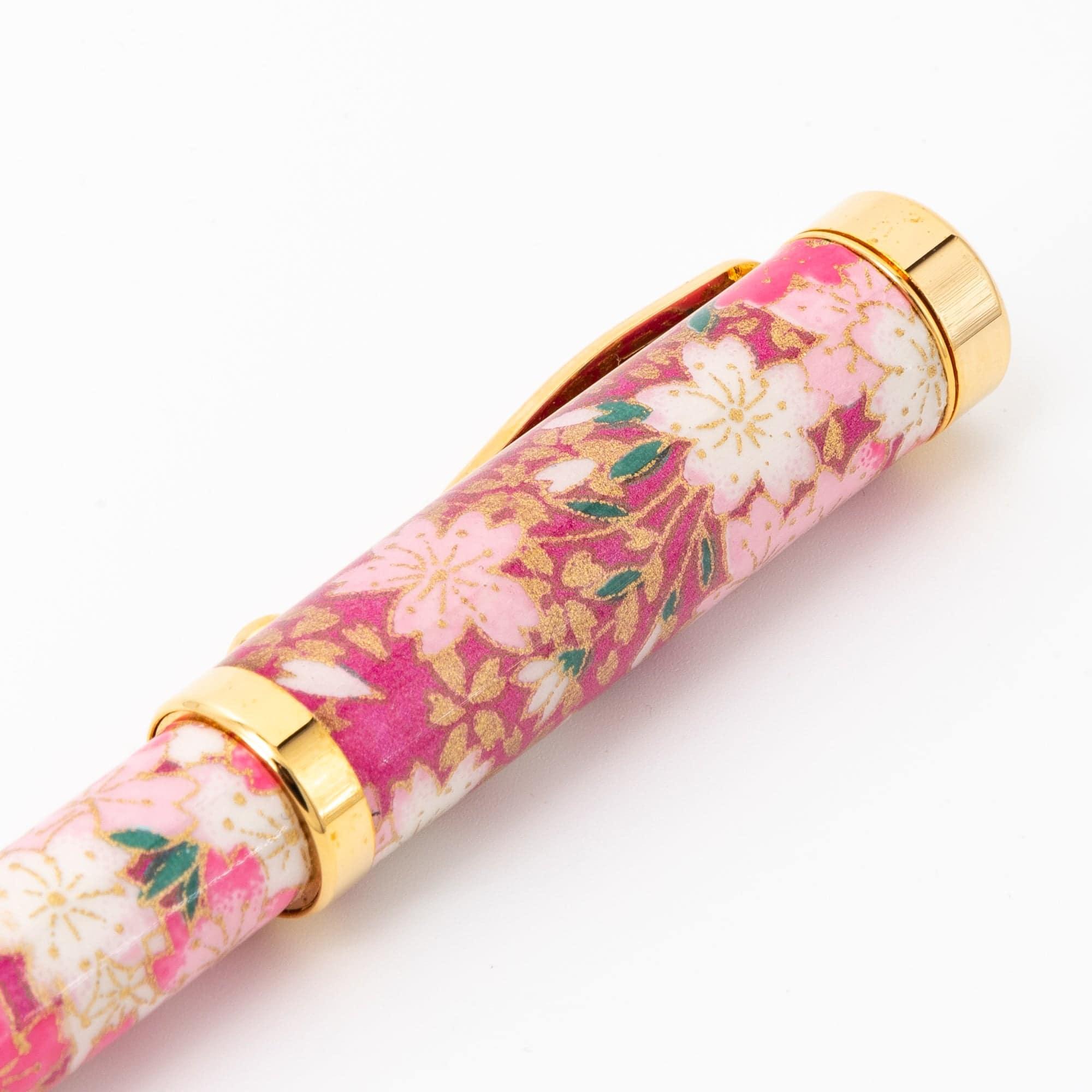 Mino Washi Series Yuzen Weeping Sakura Fountain Pen | Pink Purple - Haruki Takeuchi - Komorebi Stationery