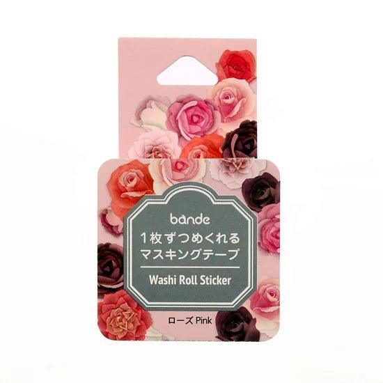 Pink Rose Washi Tape Sticker Roll - Bande - Japanese Stationery - Komorebi Stationery