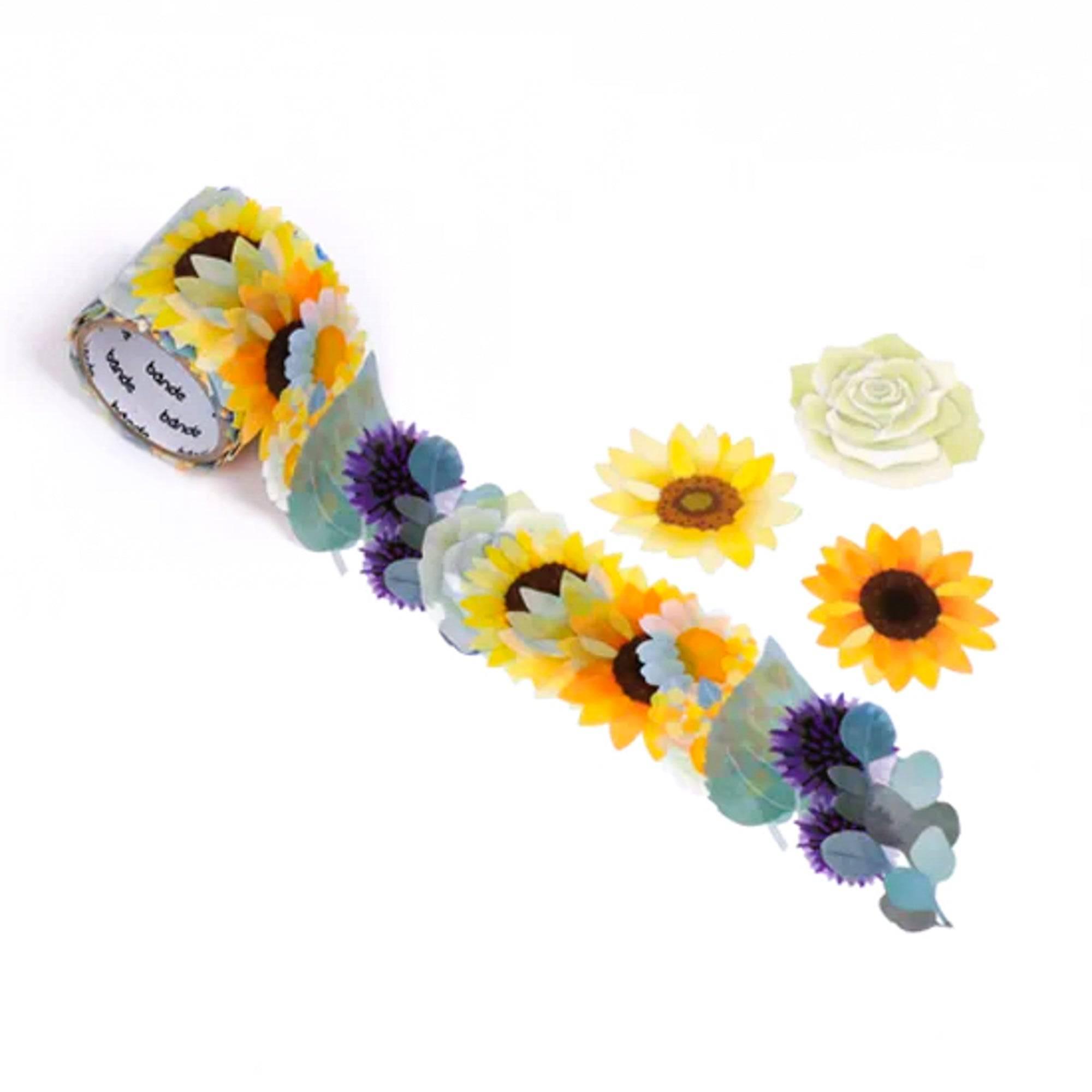 Sunflower Bouquet Washi Tape Sticker Roll - Bande - Komorebi Stationery