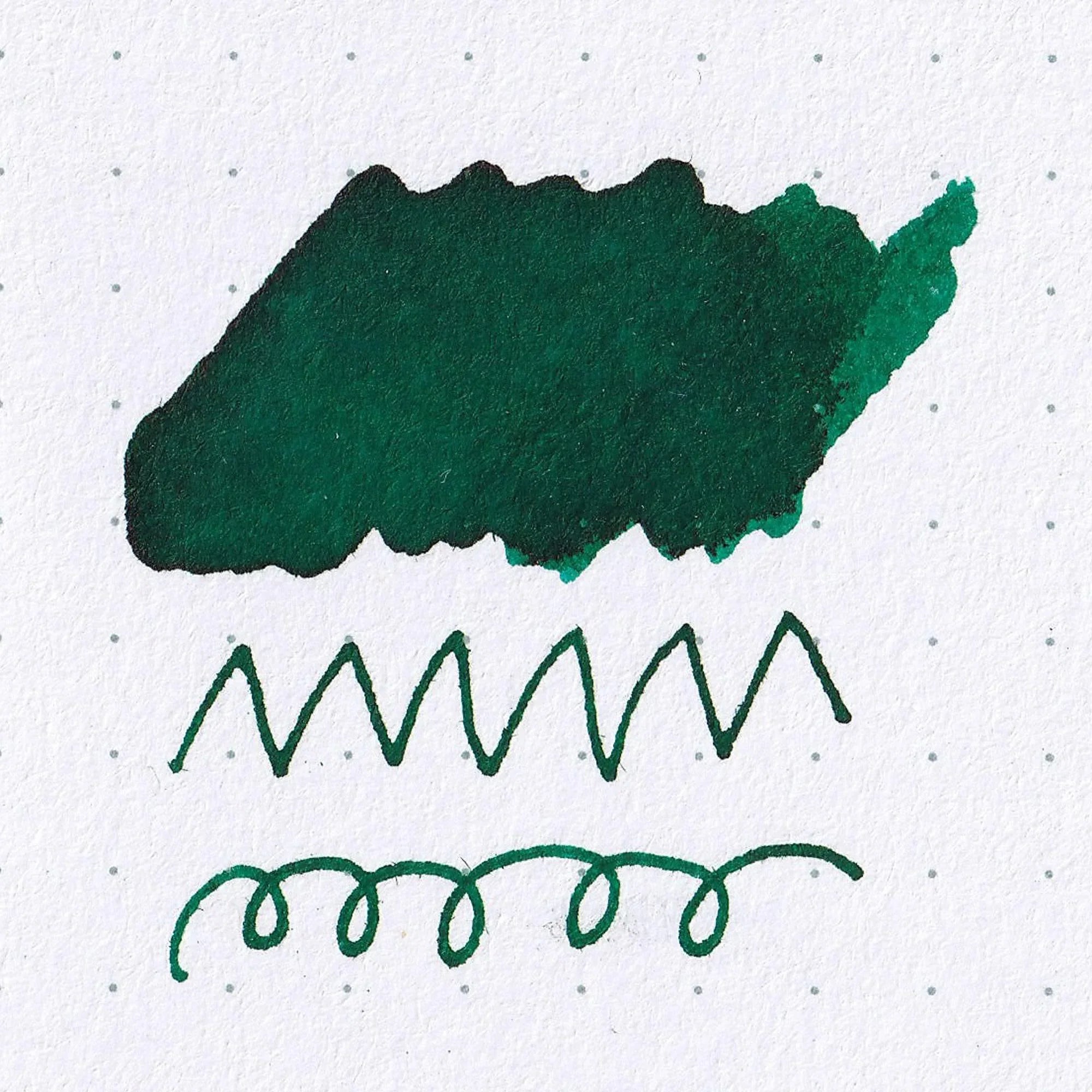 Emerald green ink swatch displaying the color vibrancy and characteristics of Taisho Romance Lady Emerald